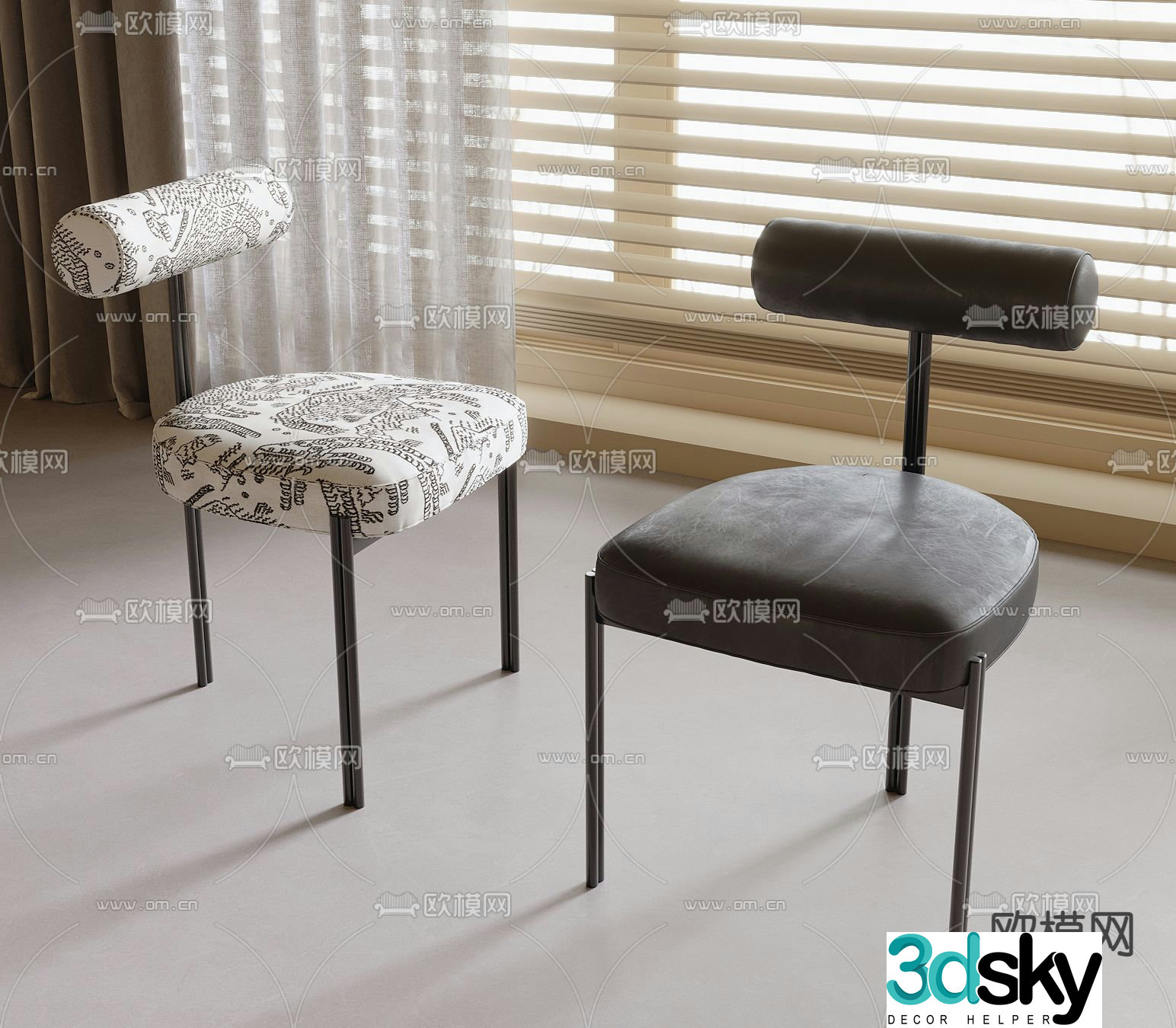 Modern chair dining chair single chair 3d model
