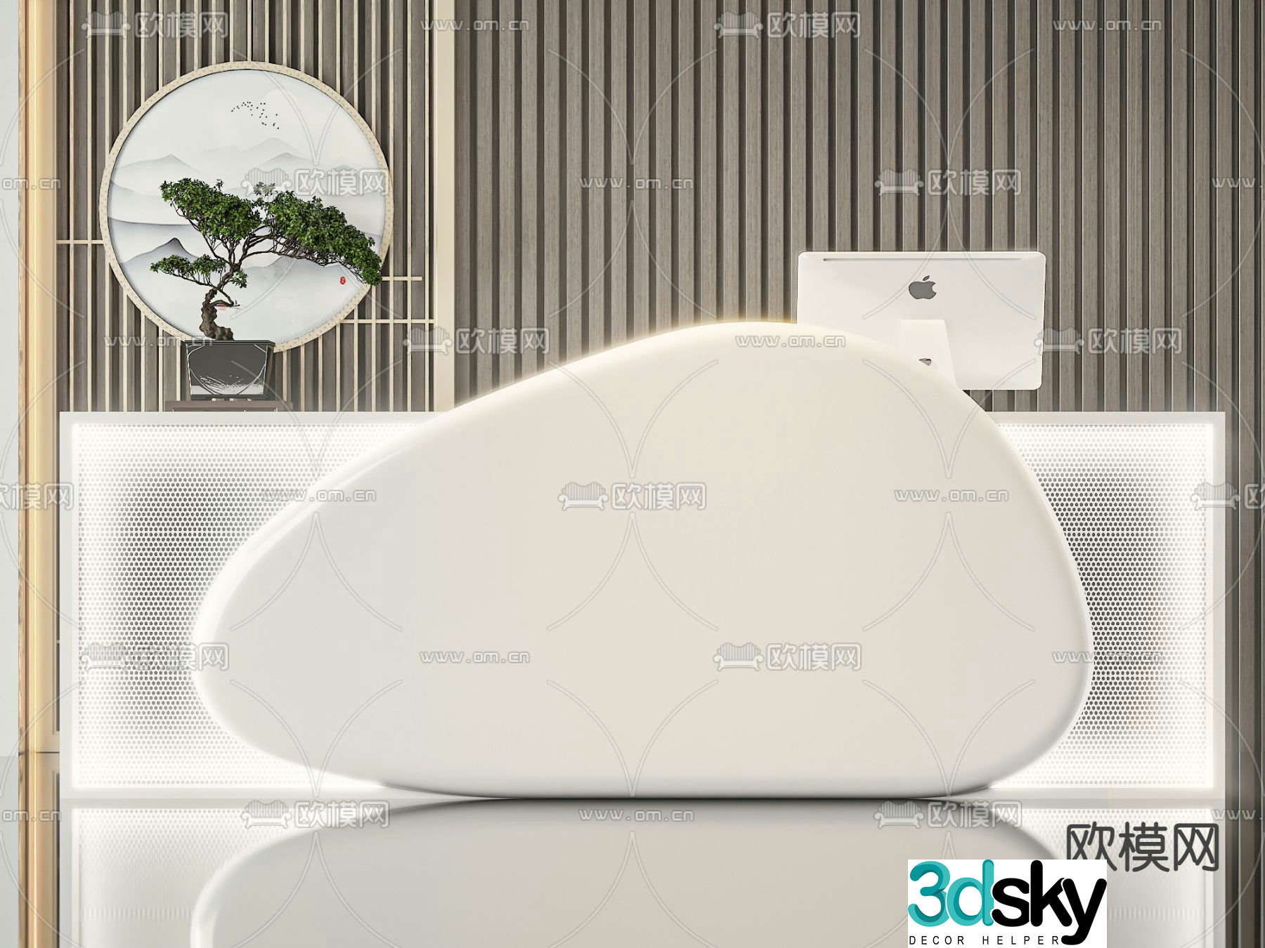 Front desk reception desk 3d model