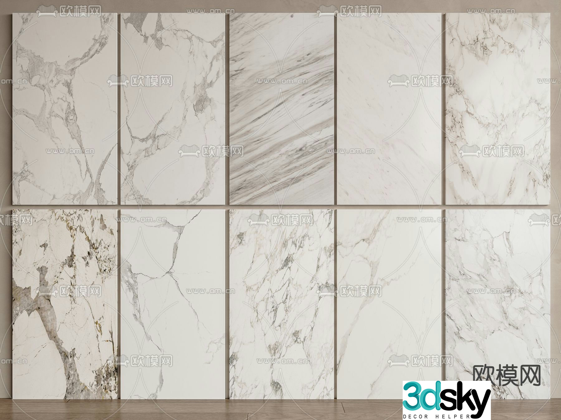 Marble background wall white rock slab 3d model