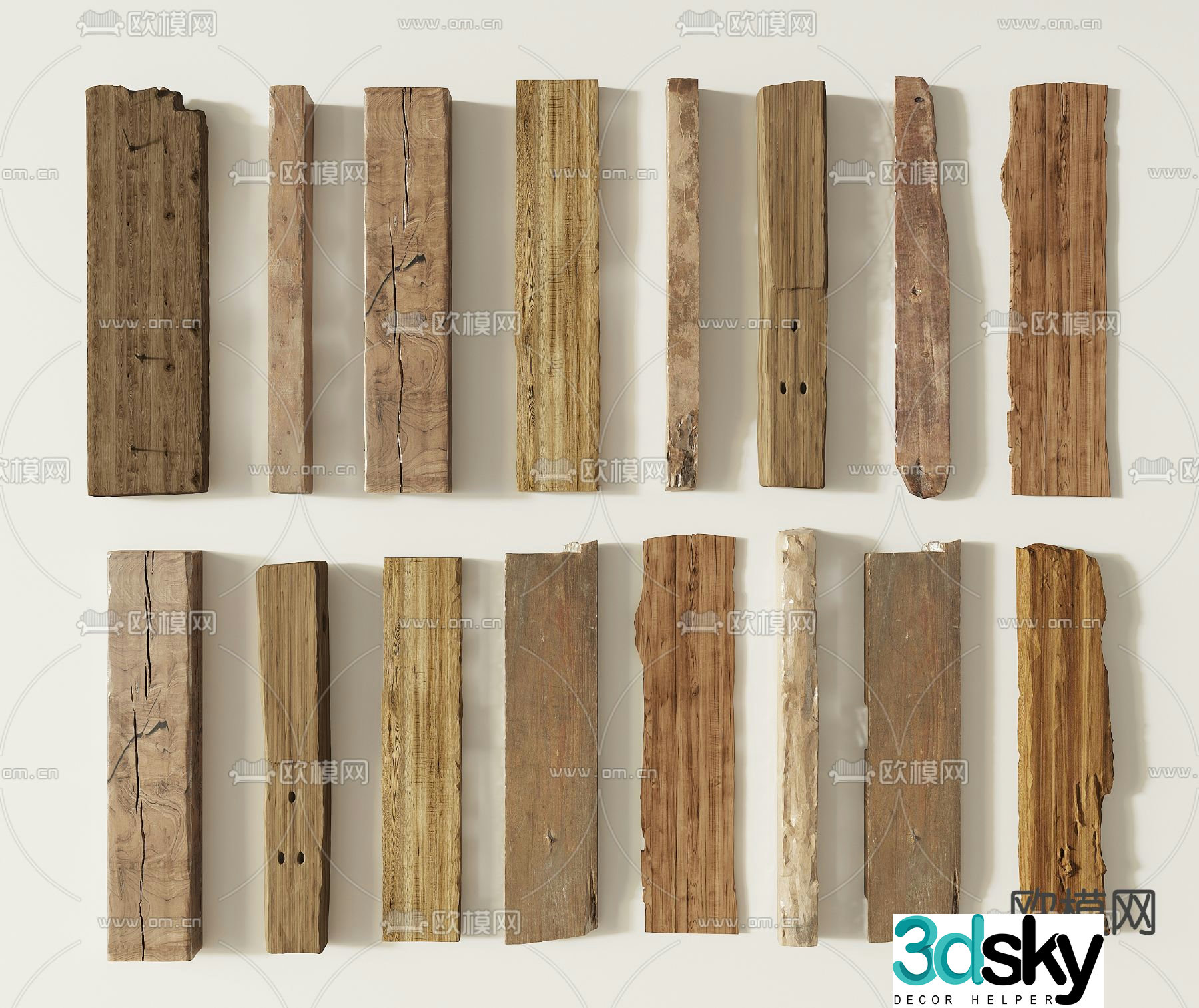old wood wood strips 3d model