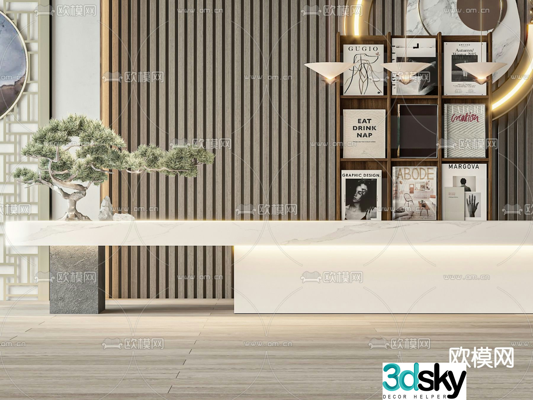 Front desk reception desk 3d model