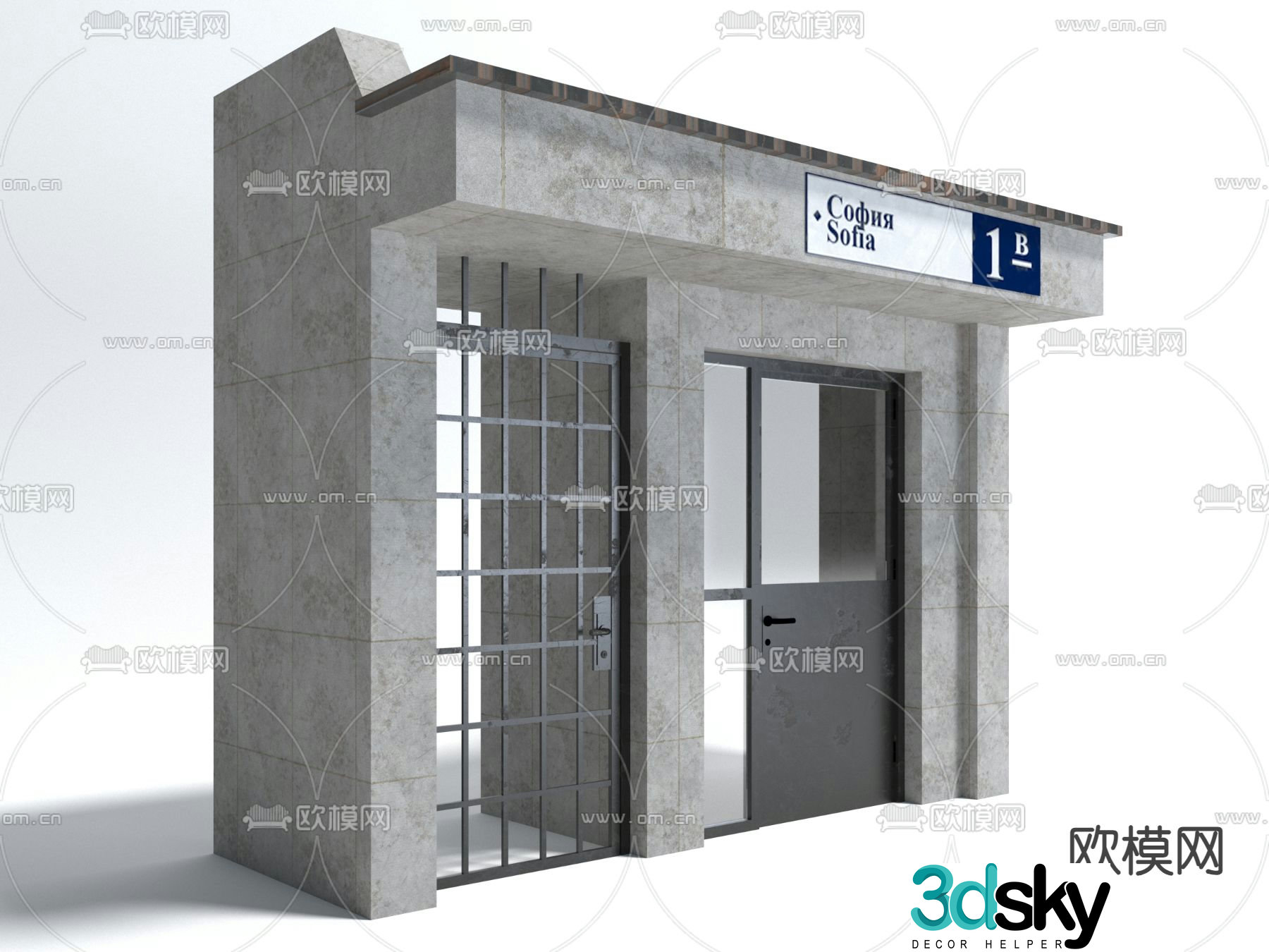 Building door facade 3d model