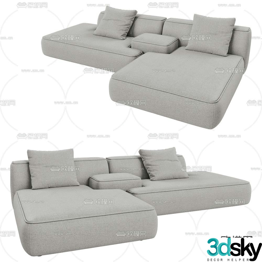 Beds one double sofa 3d model