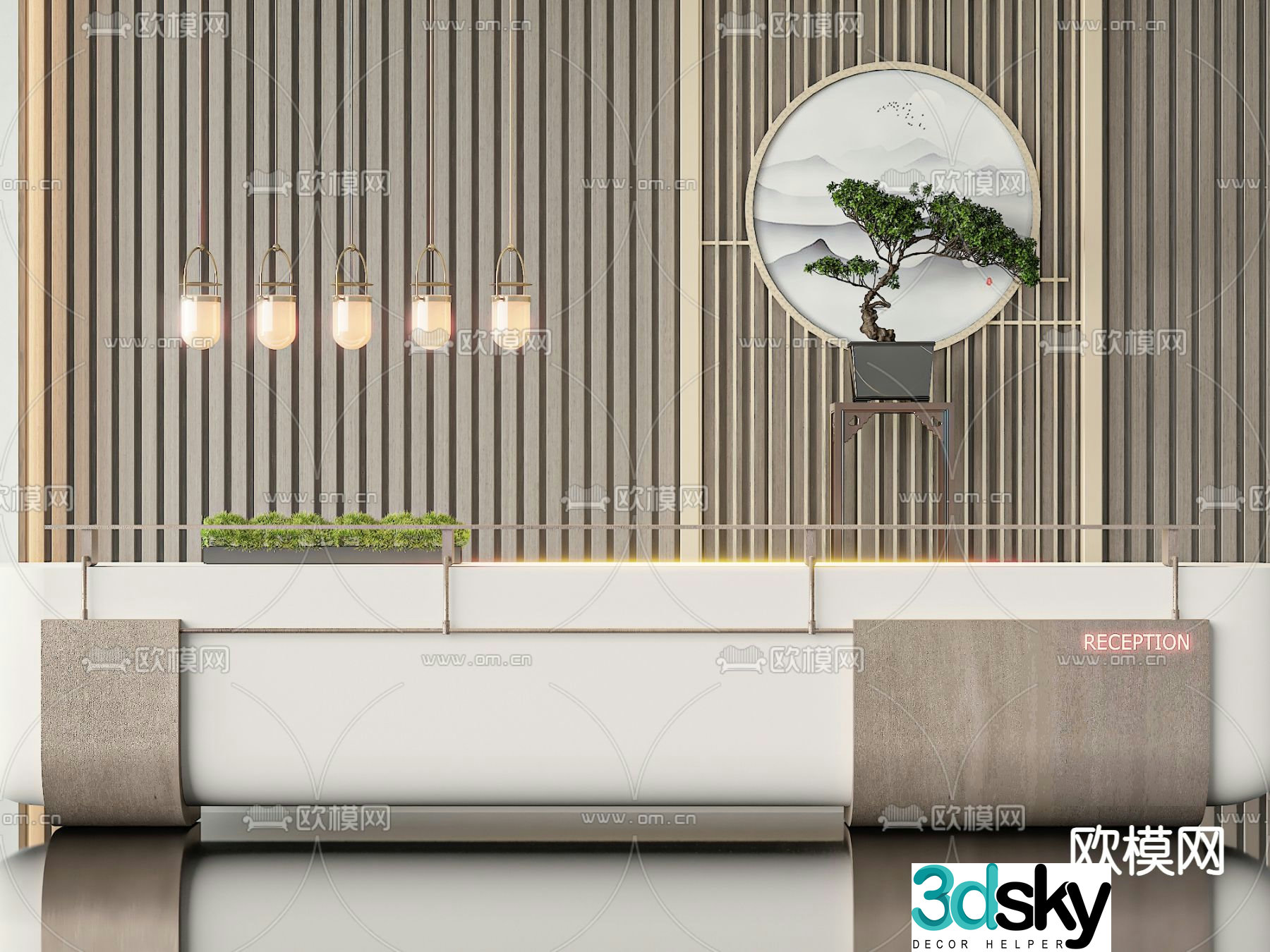 Front desk reception desk 3d model