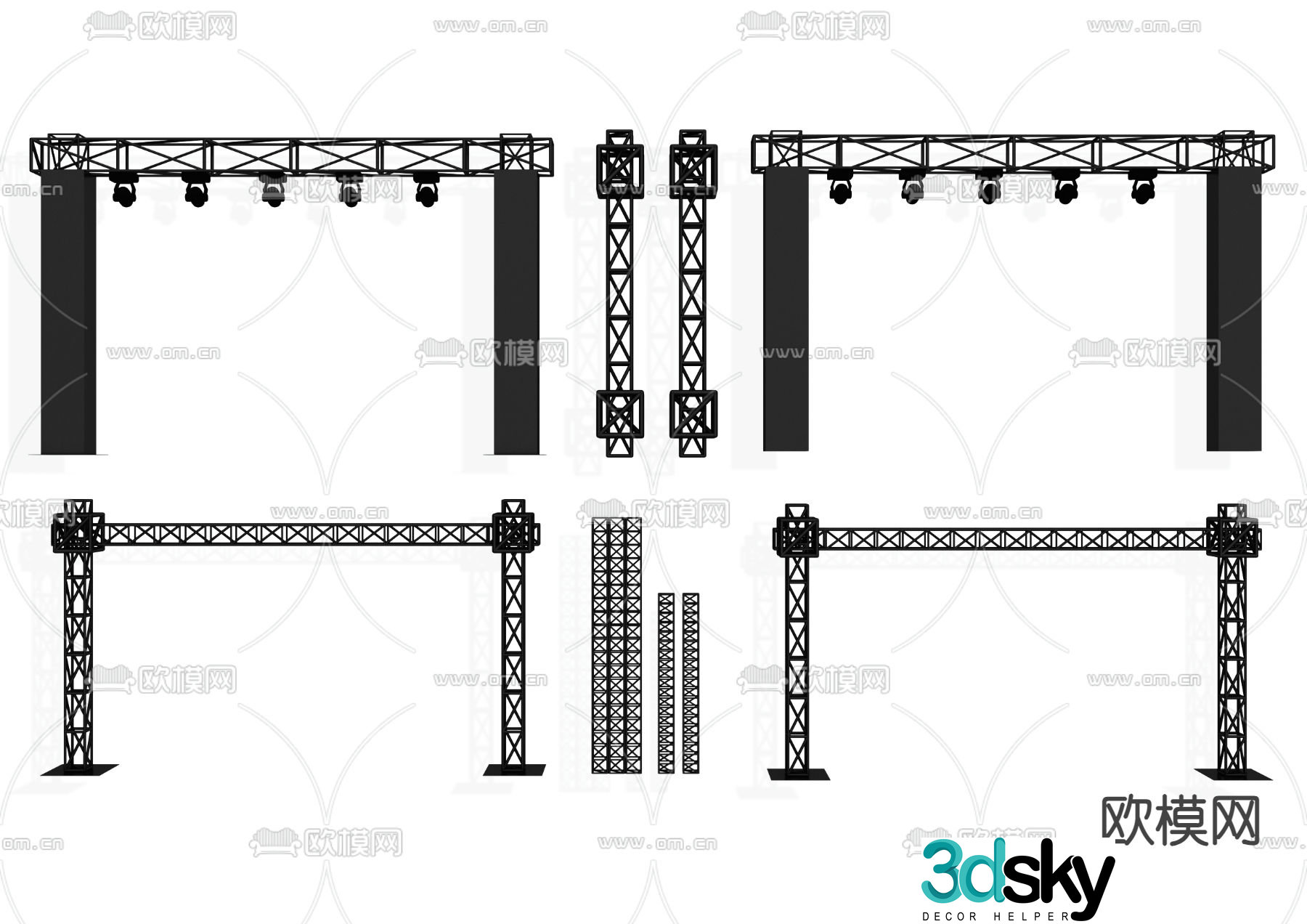 Light frame Steel frame Truss Grid frame Spotlight TRUSS frame 3d model
