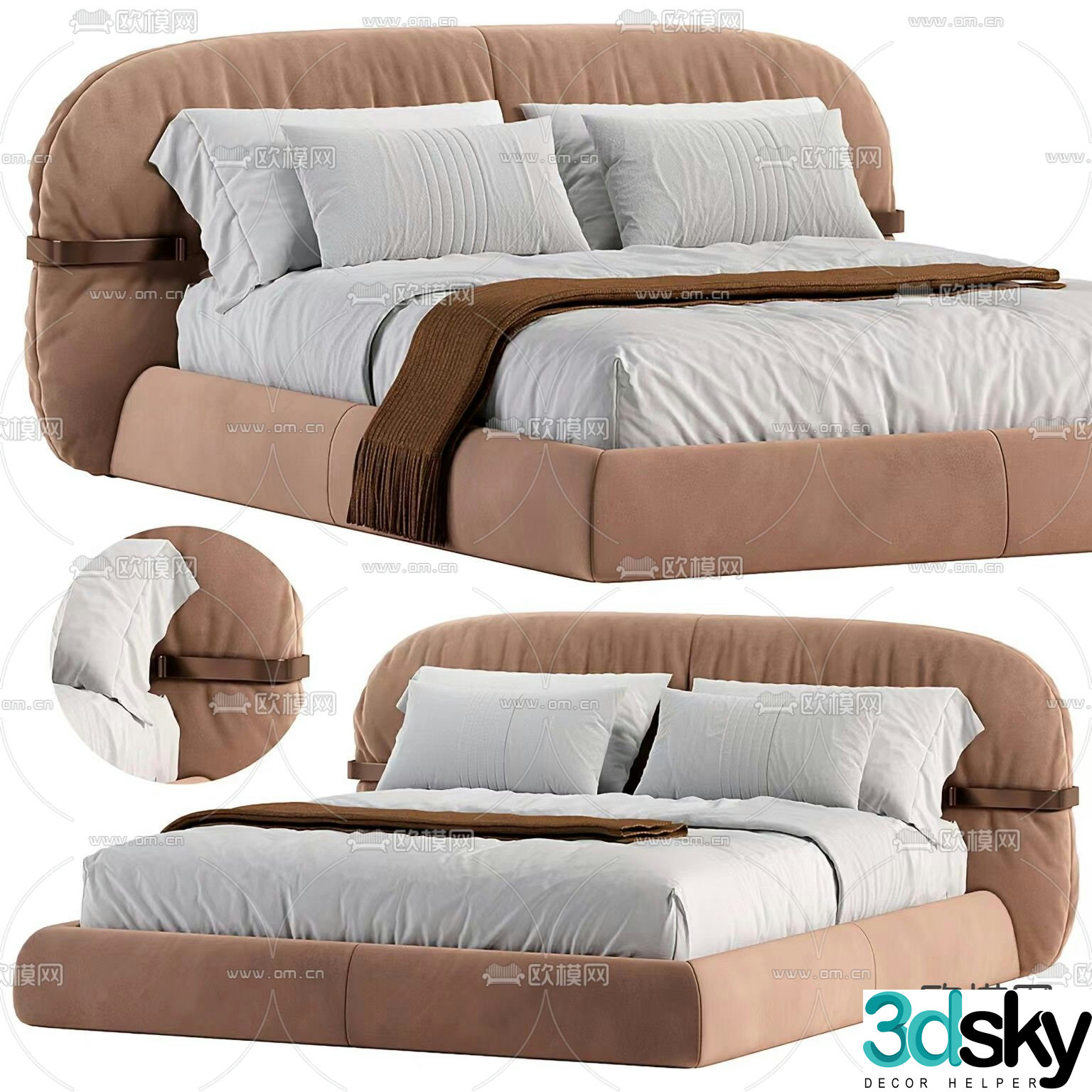 Modern double bed 3d model