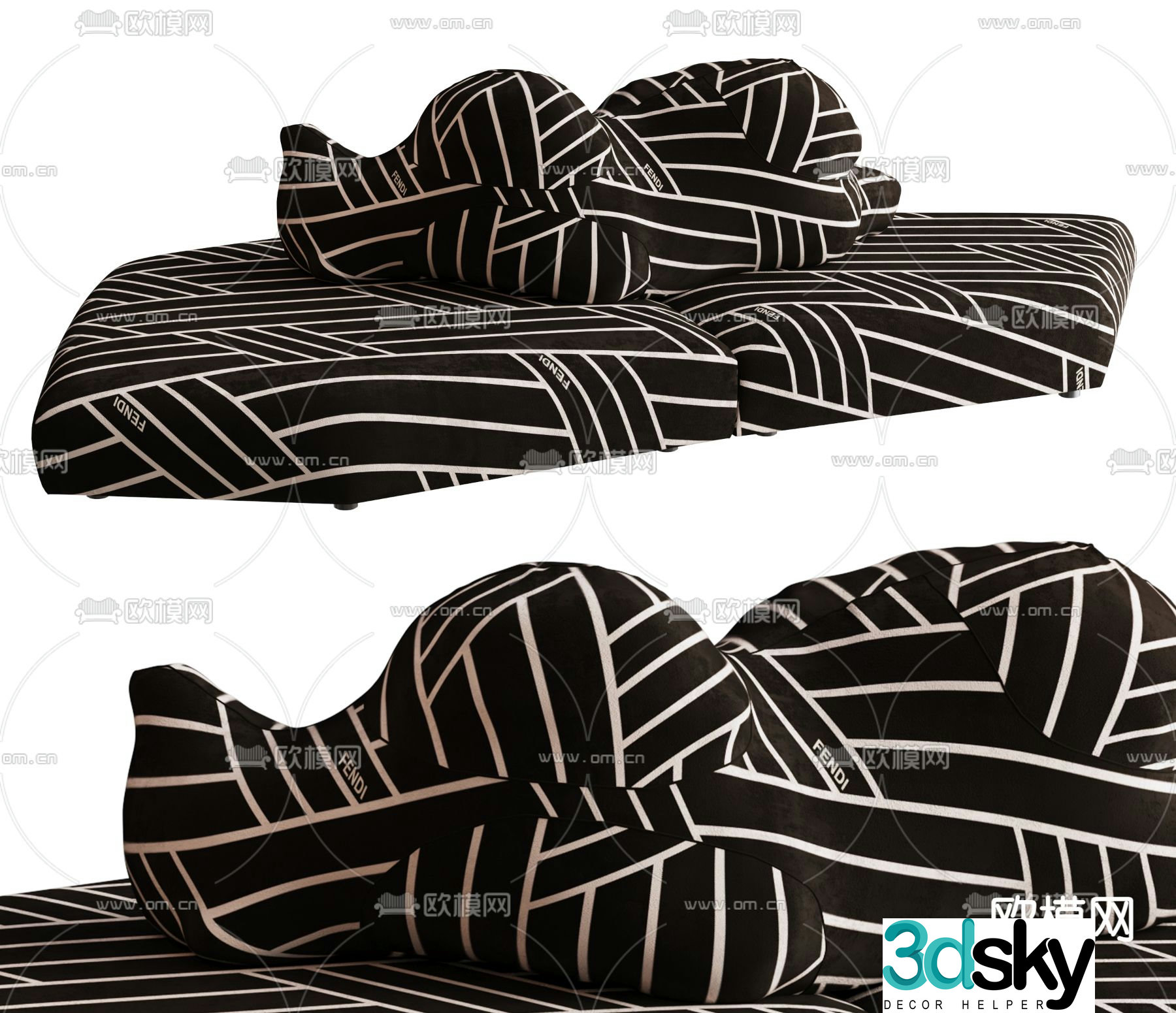 FENDI special-shaped sofa island sofa 3d model