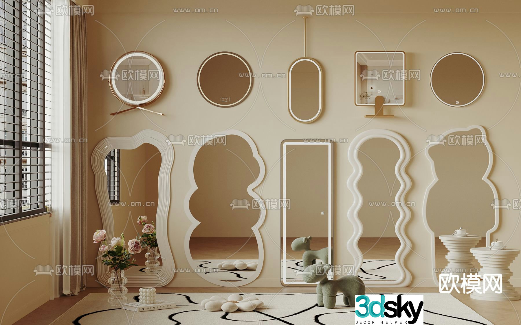 Mirror Full-body Mirror Special-shaped Mirror Full-body Mirror 3D Model
