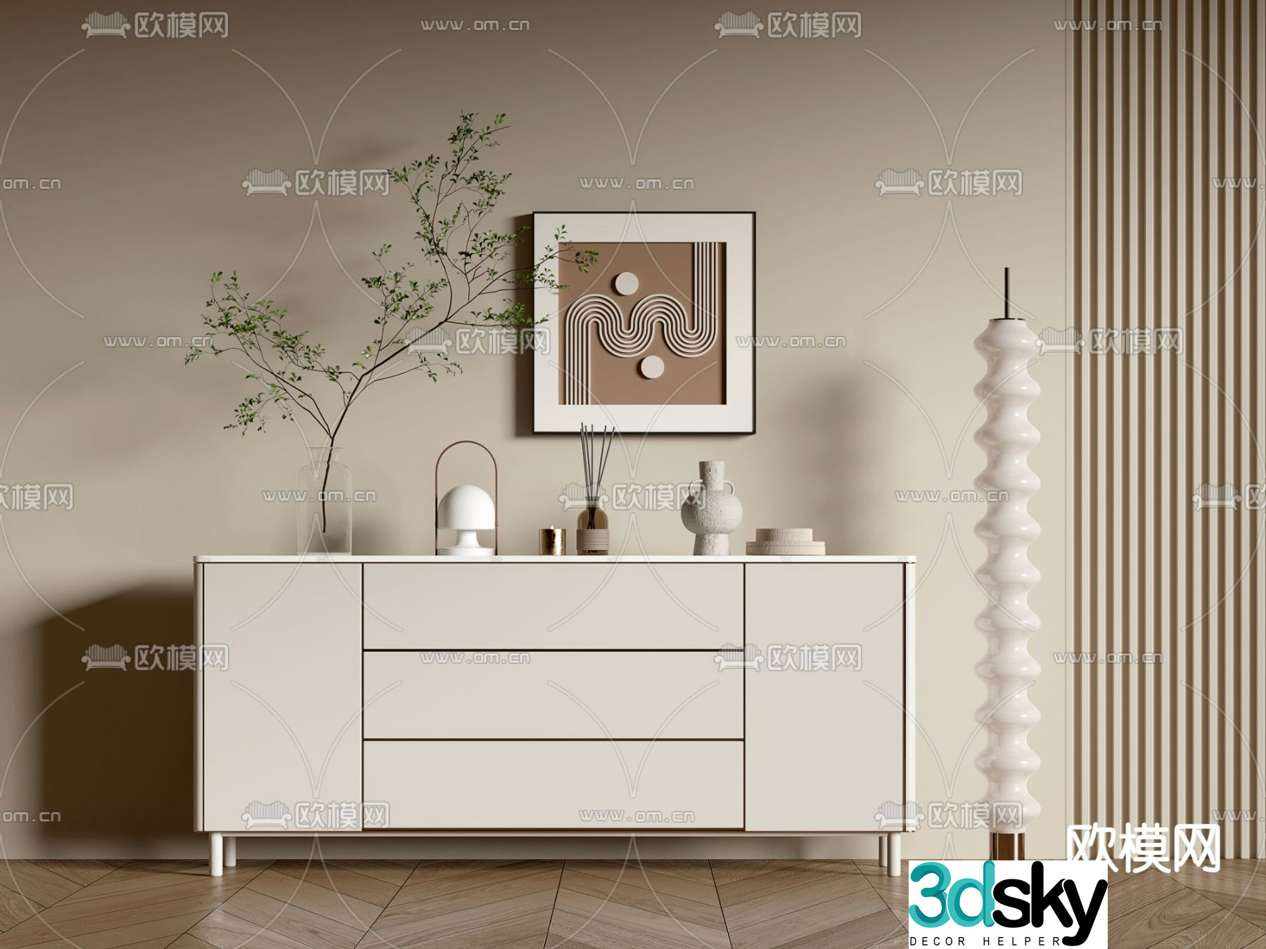 Modern entryway cabinet shoe cabinet low cabinet end view cabinet 3D model