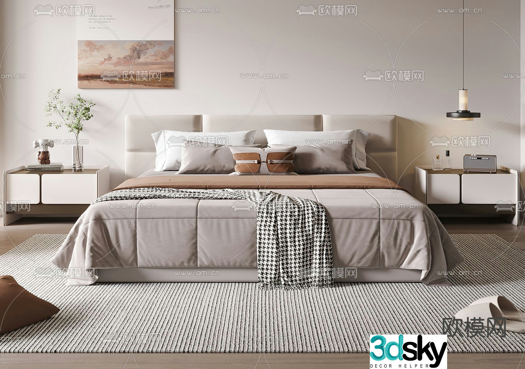 Modern double bed 3d model