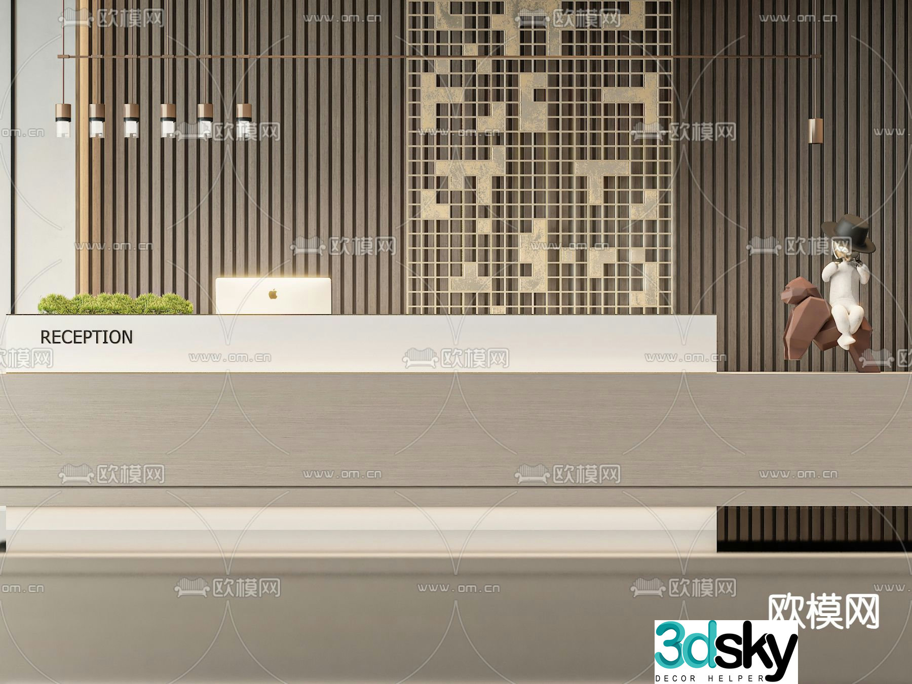 Front desk reception desk service desk 3d model