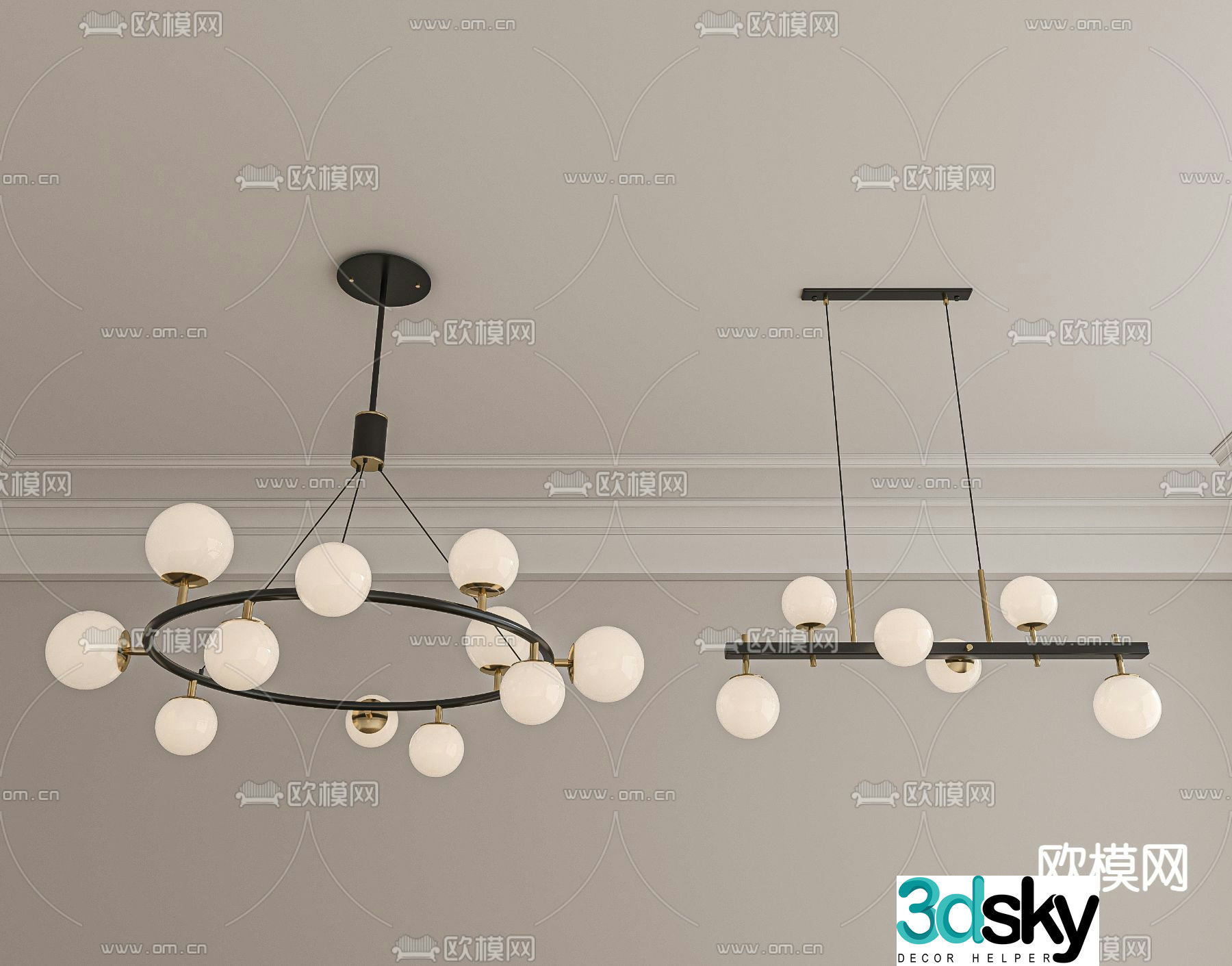 Multi-head chandelier Hall chandelier 3d model