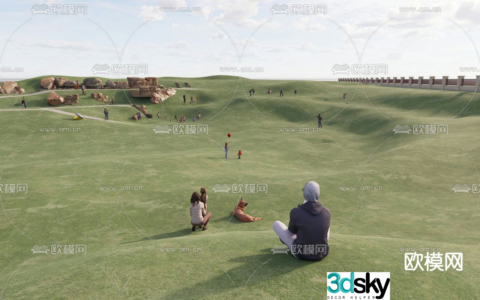 Park lawn undulating lawn 3d model