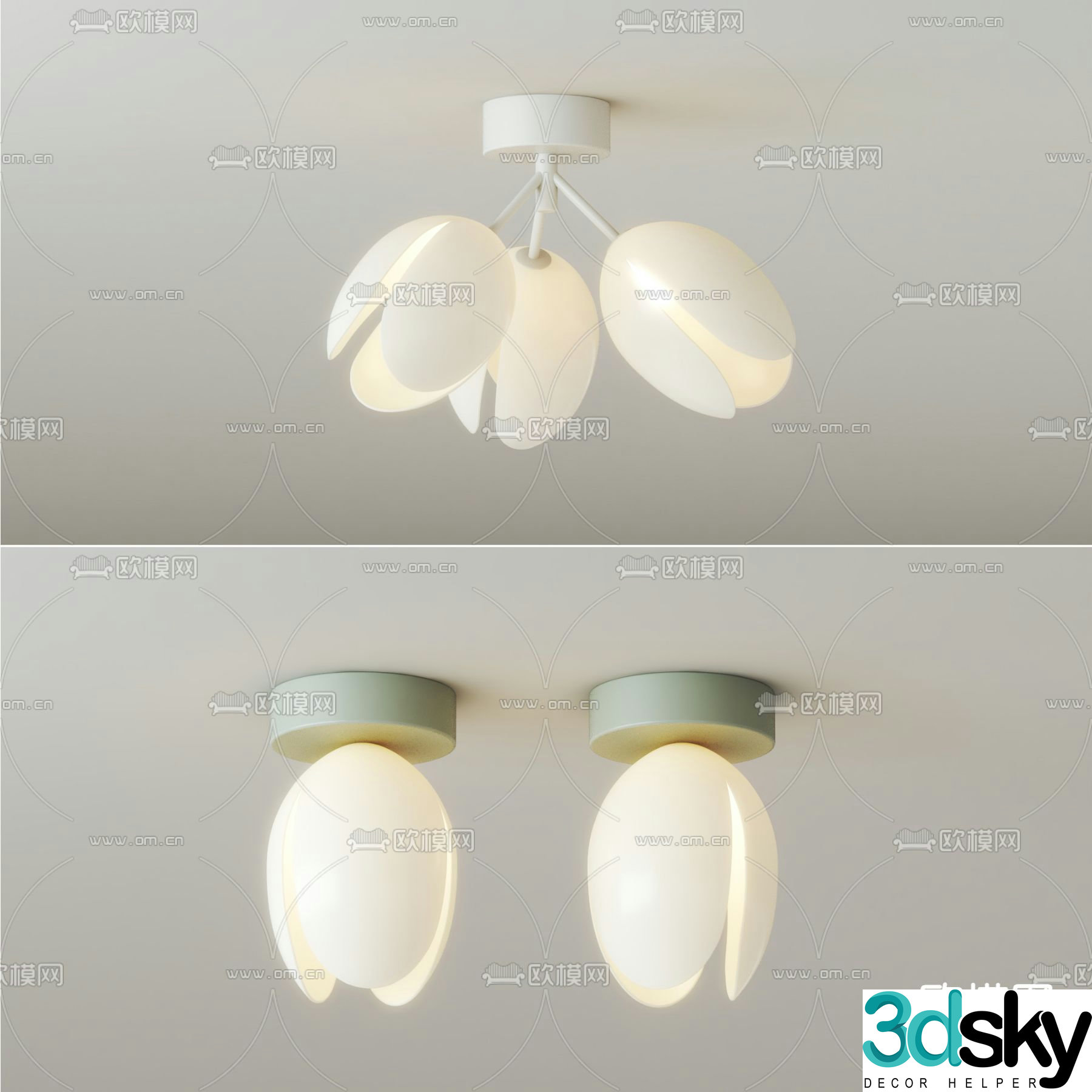 Cream style ceiling lamp bedroom lamp 3d model
