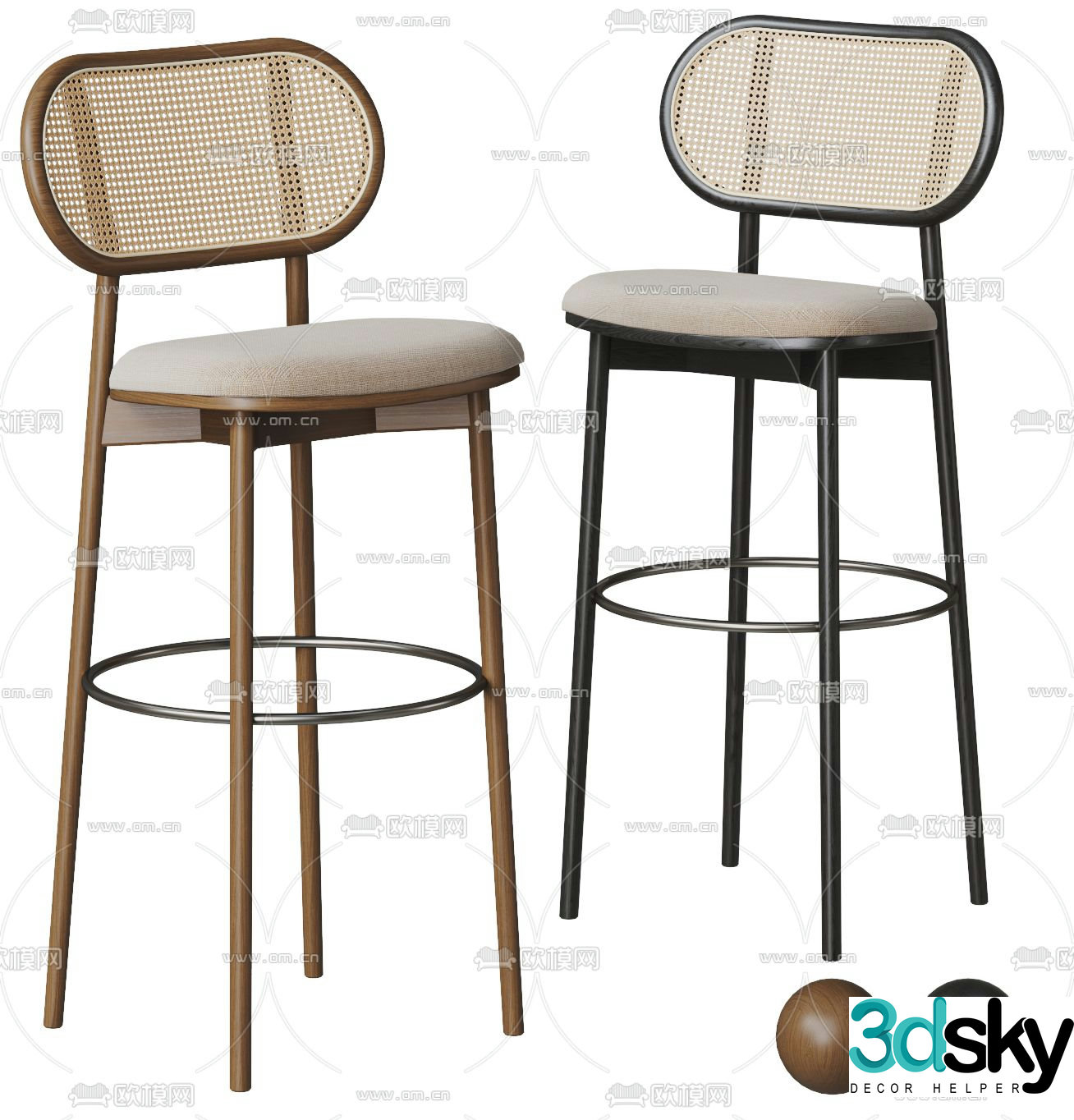 Medieval style bar chair bar stool high stool 3D model