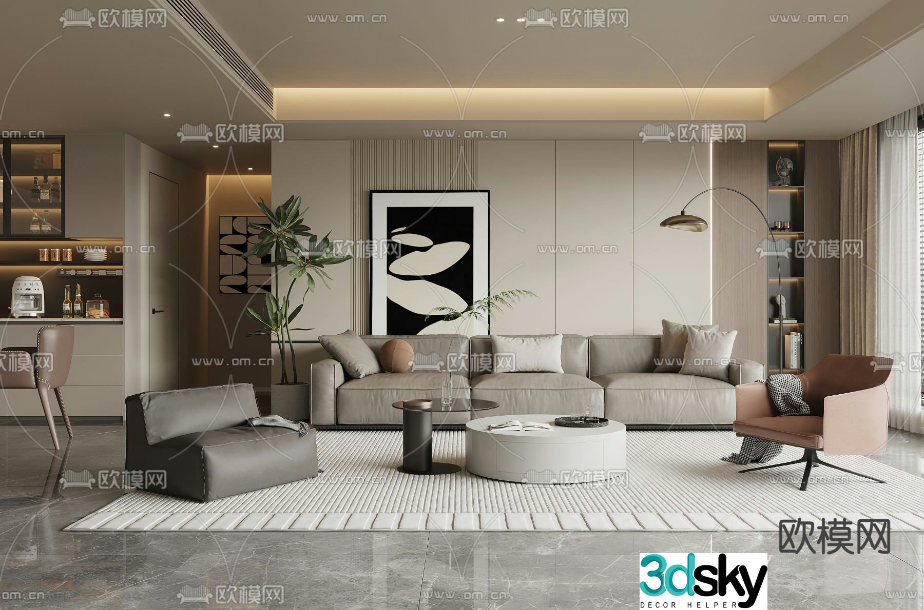Modern living room 3d model