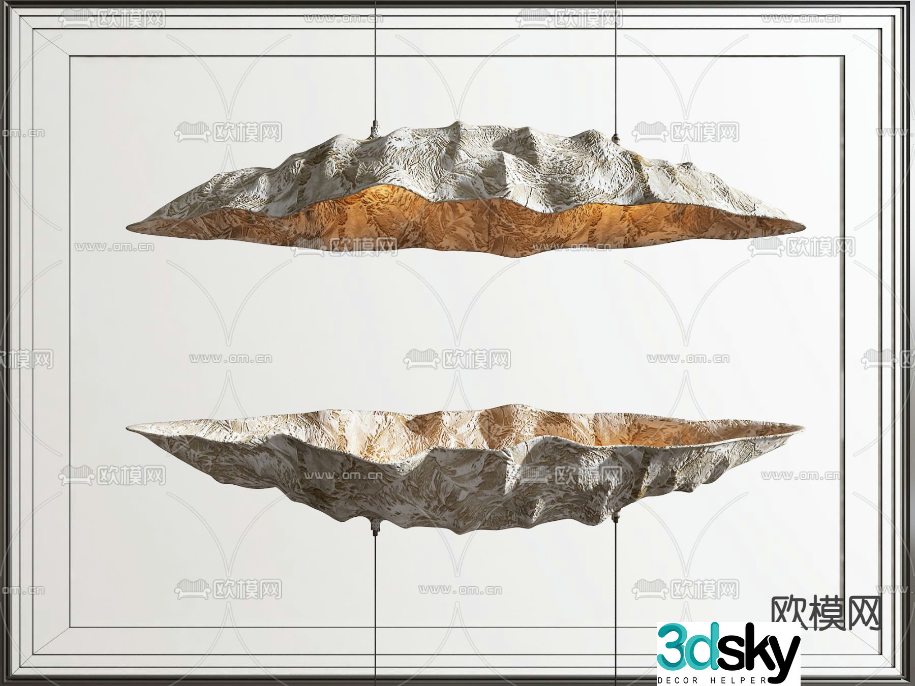 New Chinese-style snow mountain chandeliers special-shaped chandeliers long chandeliers 3D model