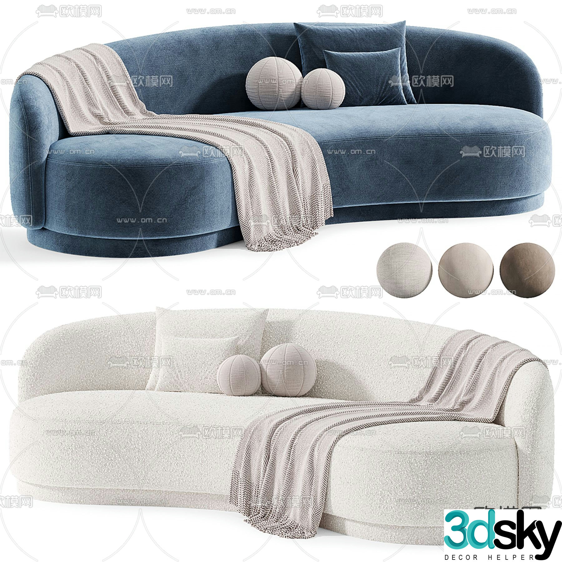 Modern three-seat sofa 3d model