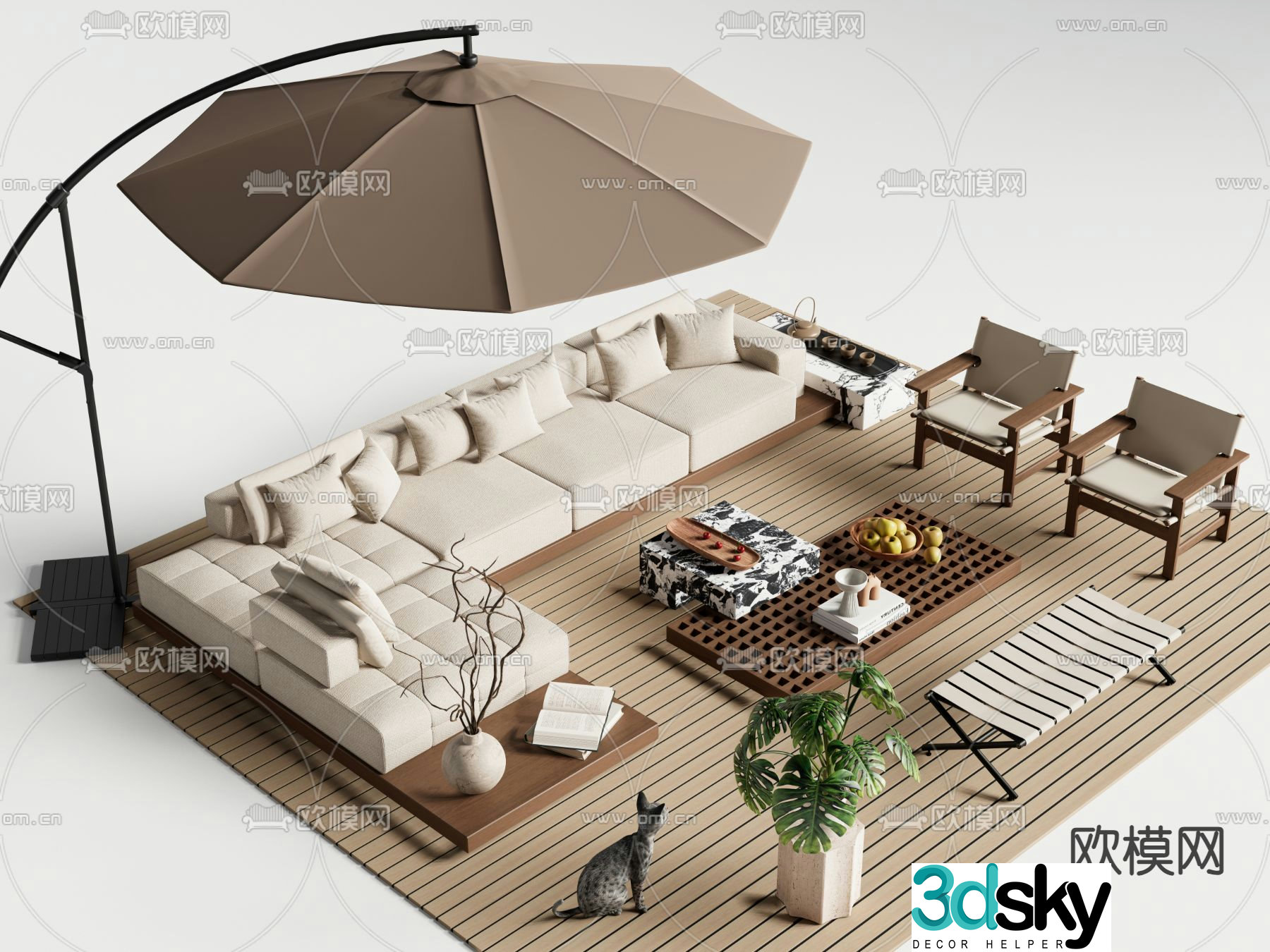 Modern outdoor sofa modular sofa 3d model