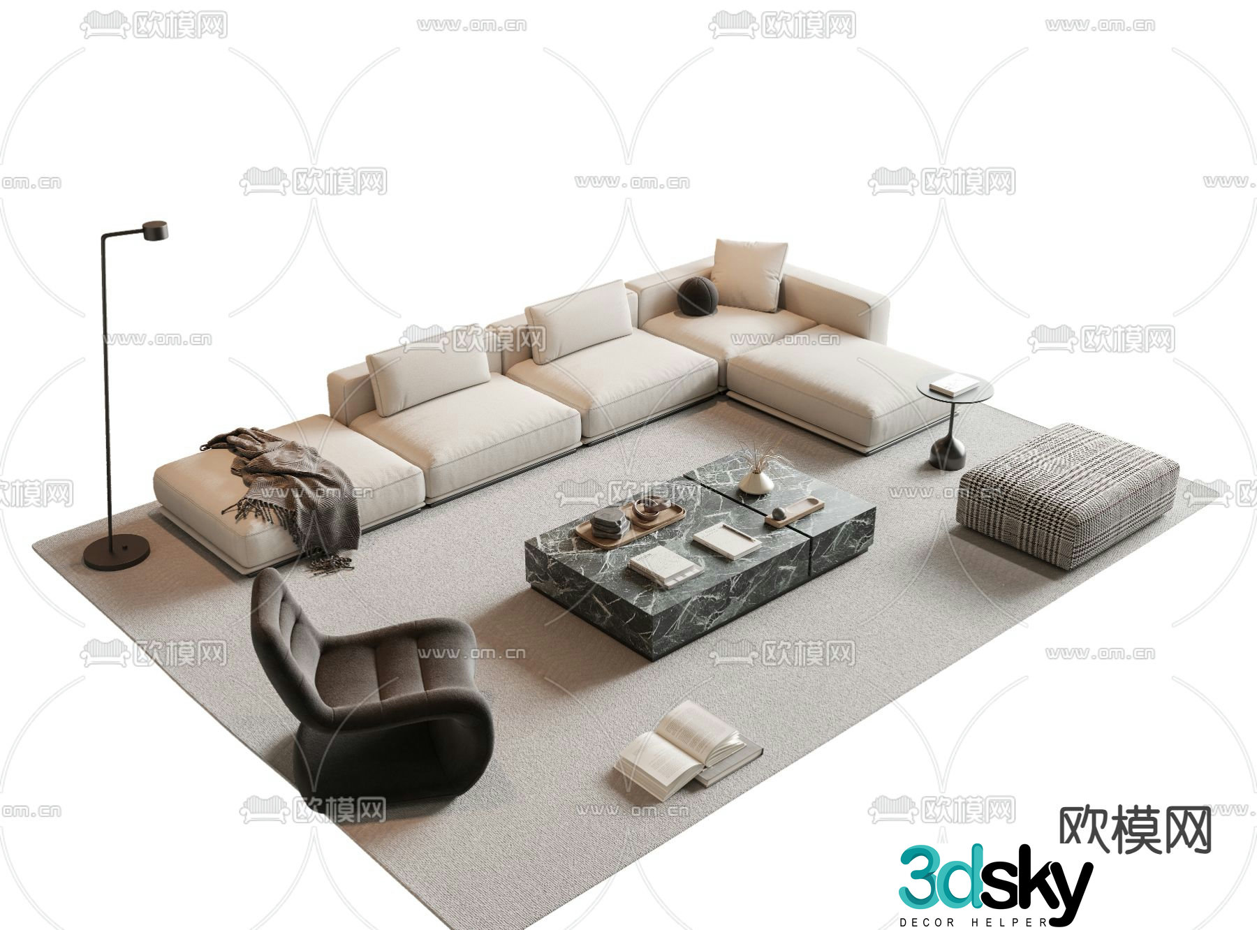 Modern modular sofa corner sofa 3d model