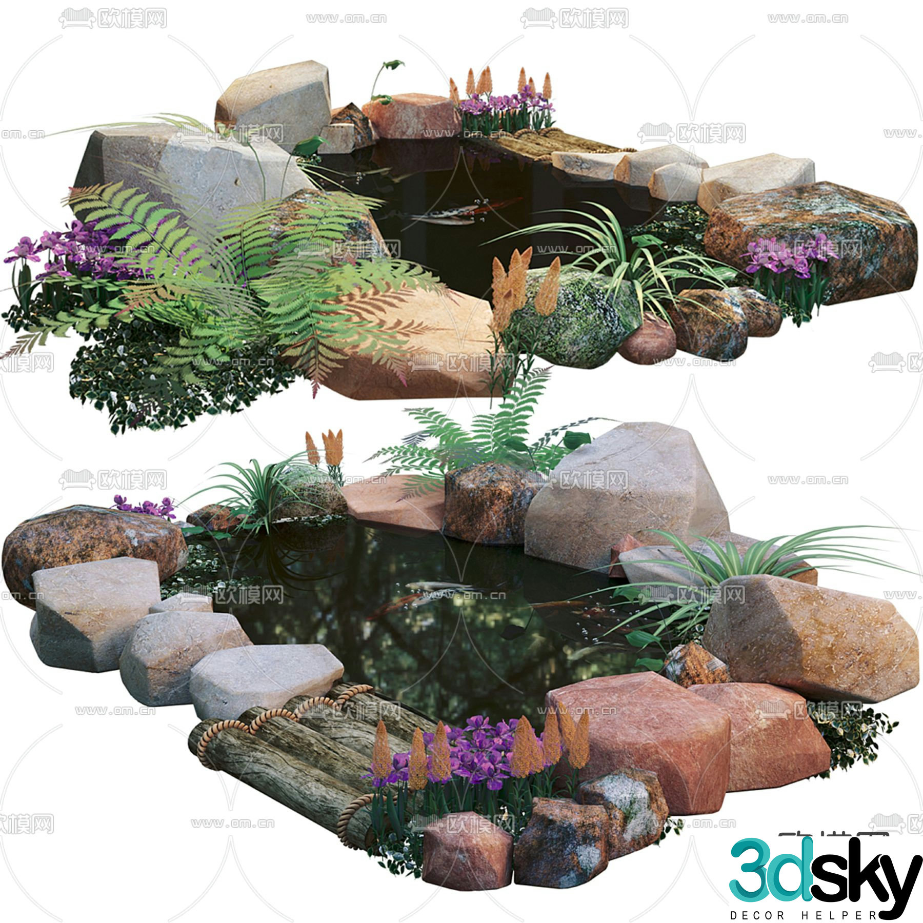 Artificial fish pond pond 3d model