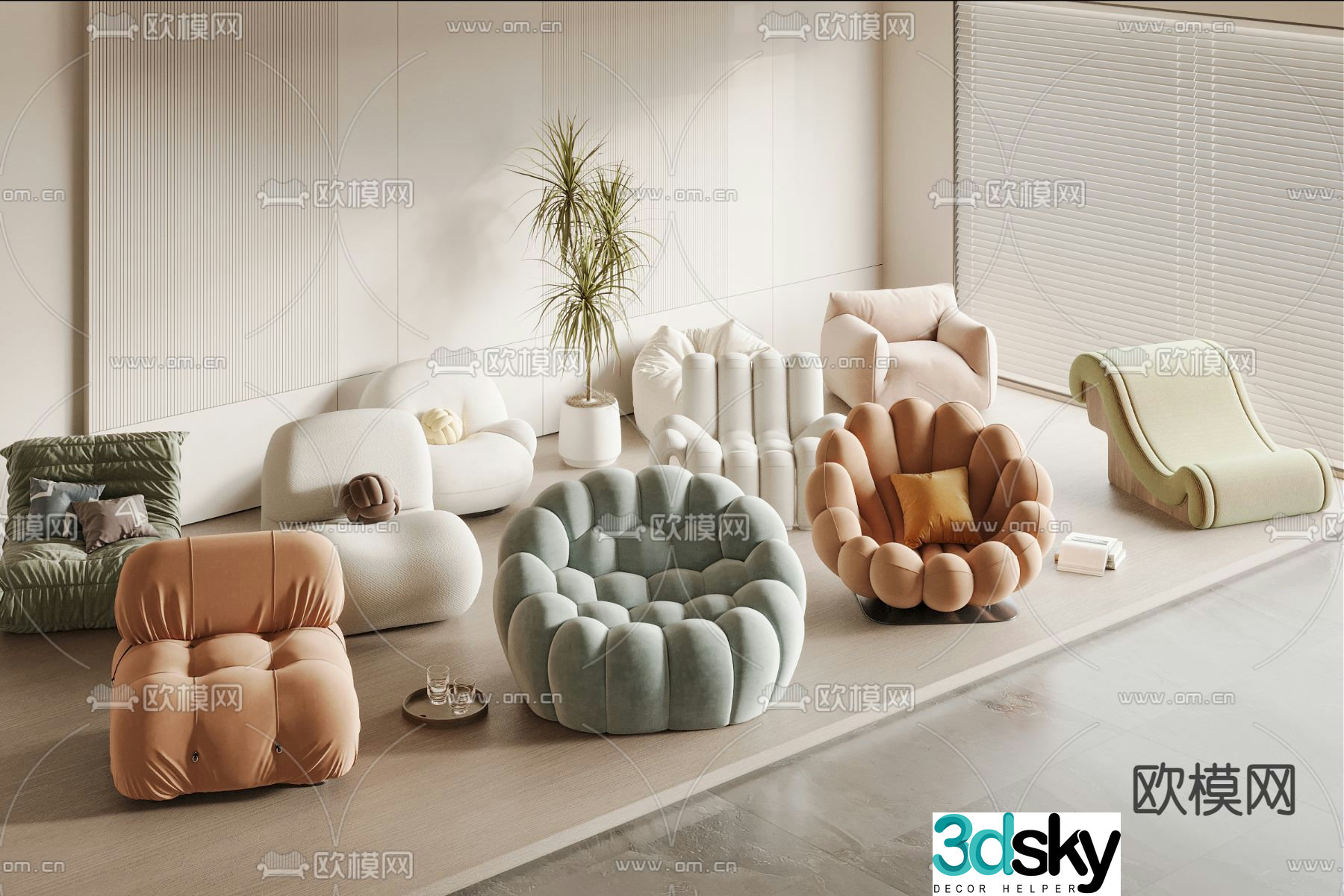 Single sofa lazy sofa leisure sofa 3d model
