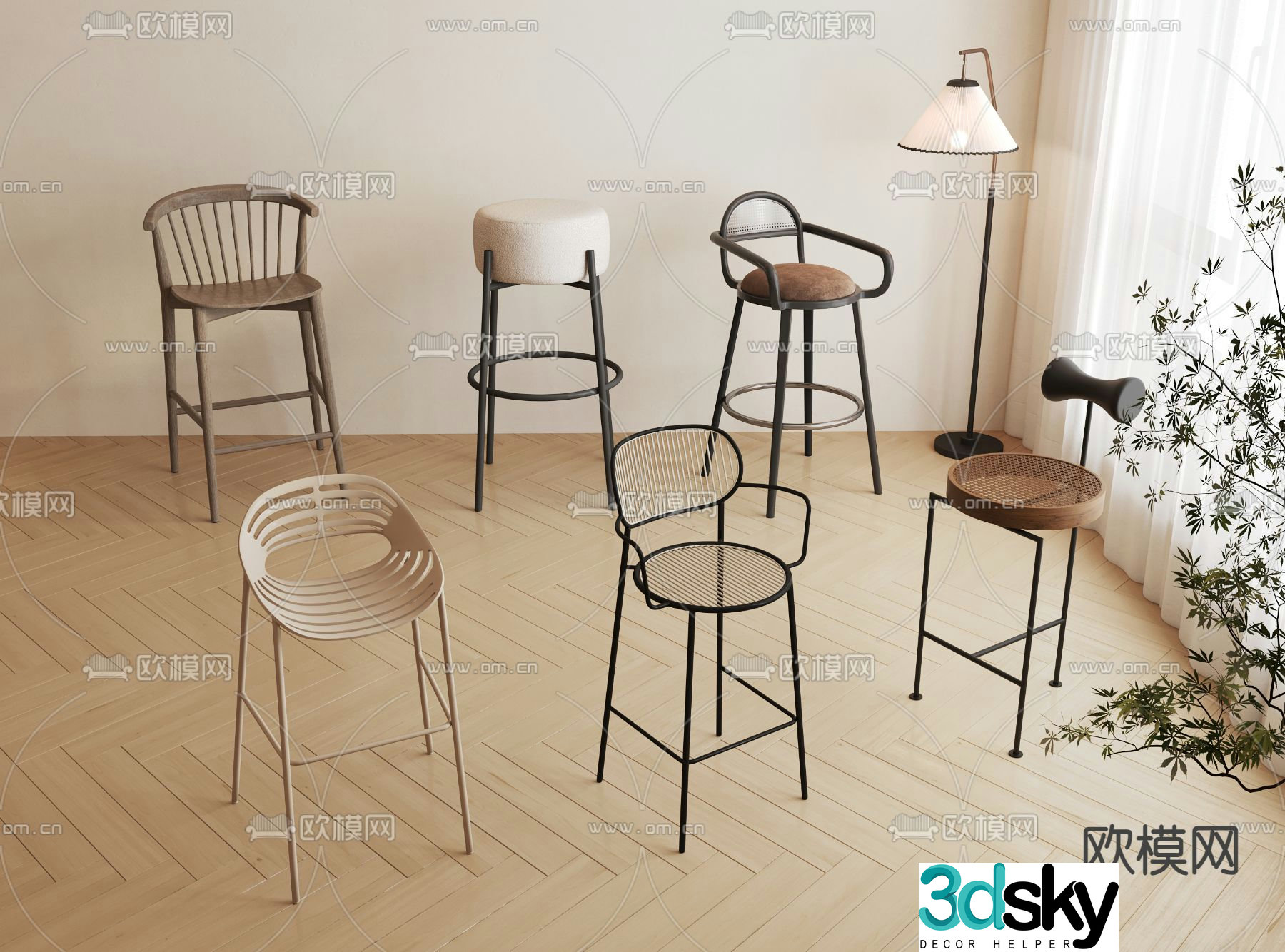 Bar stool bar stool high stool 3d model
