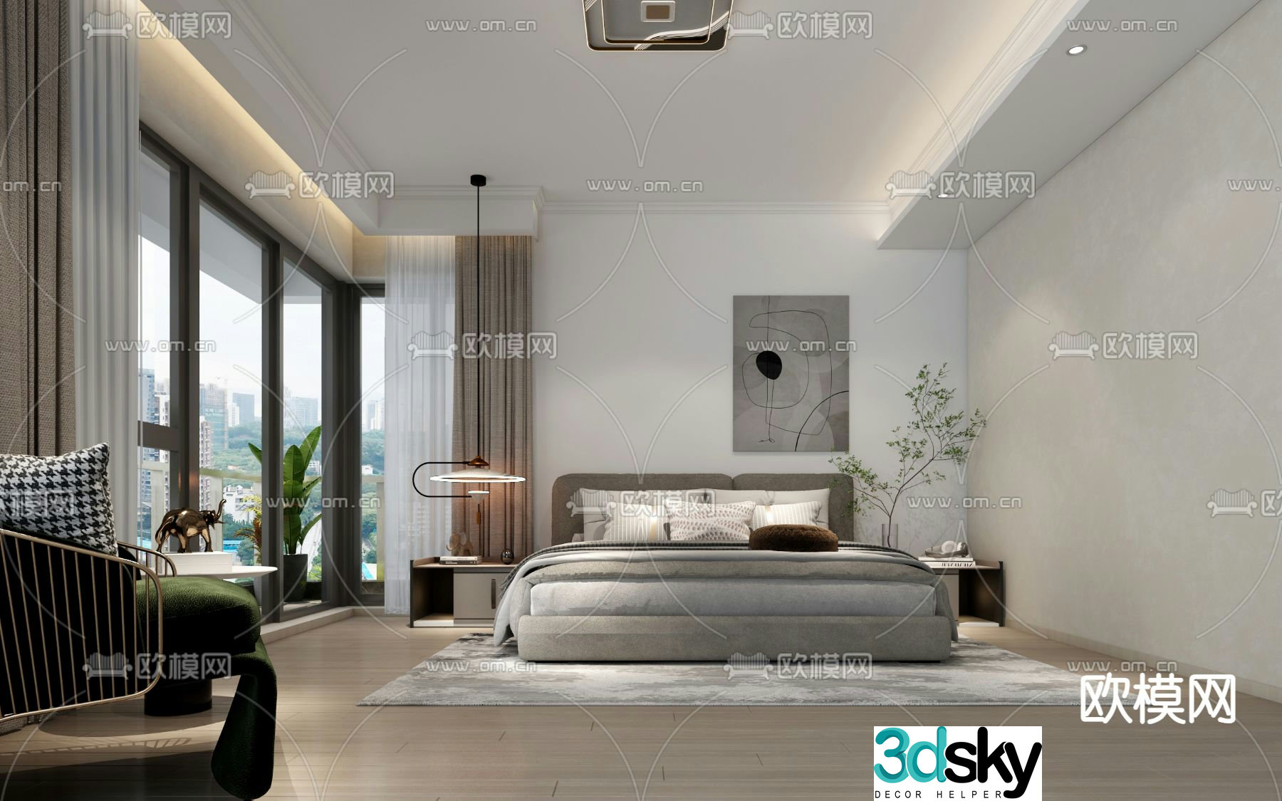 Modern bedroom master room 3d model