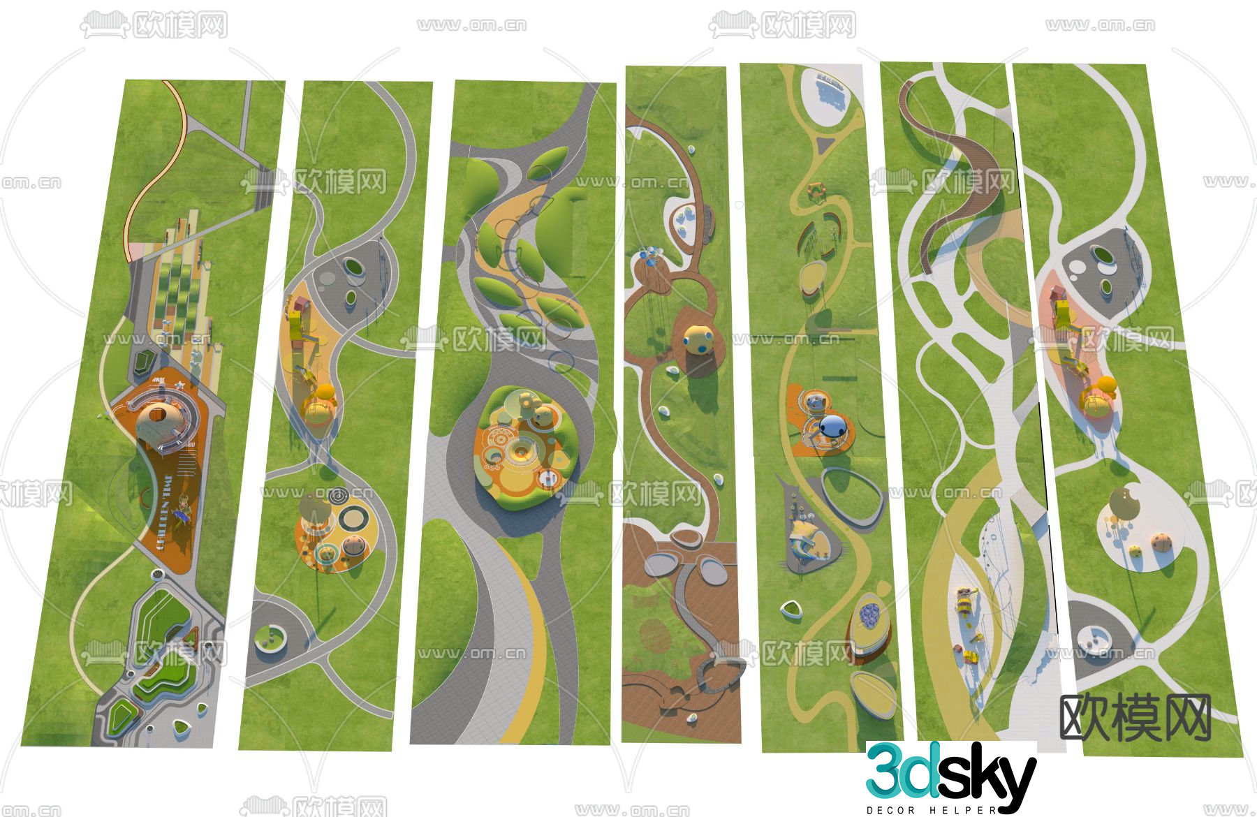 children’s park amusement park micro terrain 3d model