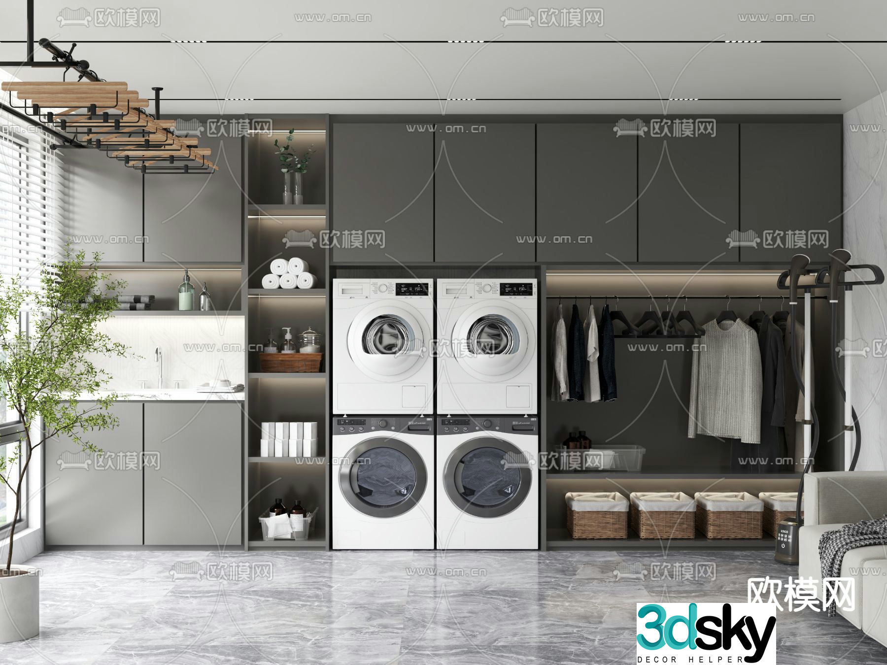 Drying and washing machine ironing machine garment ironing machine laundry cabinet 3D model
