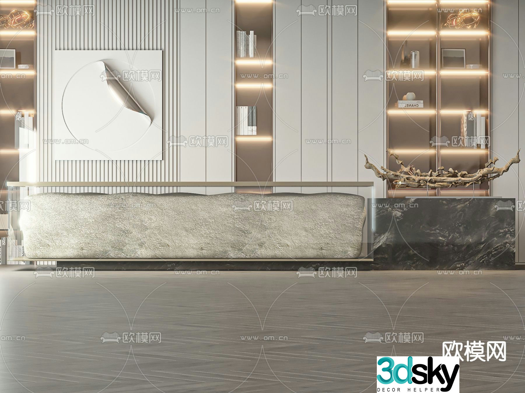 Front desk service desk reception desk 3d model