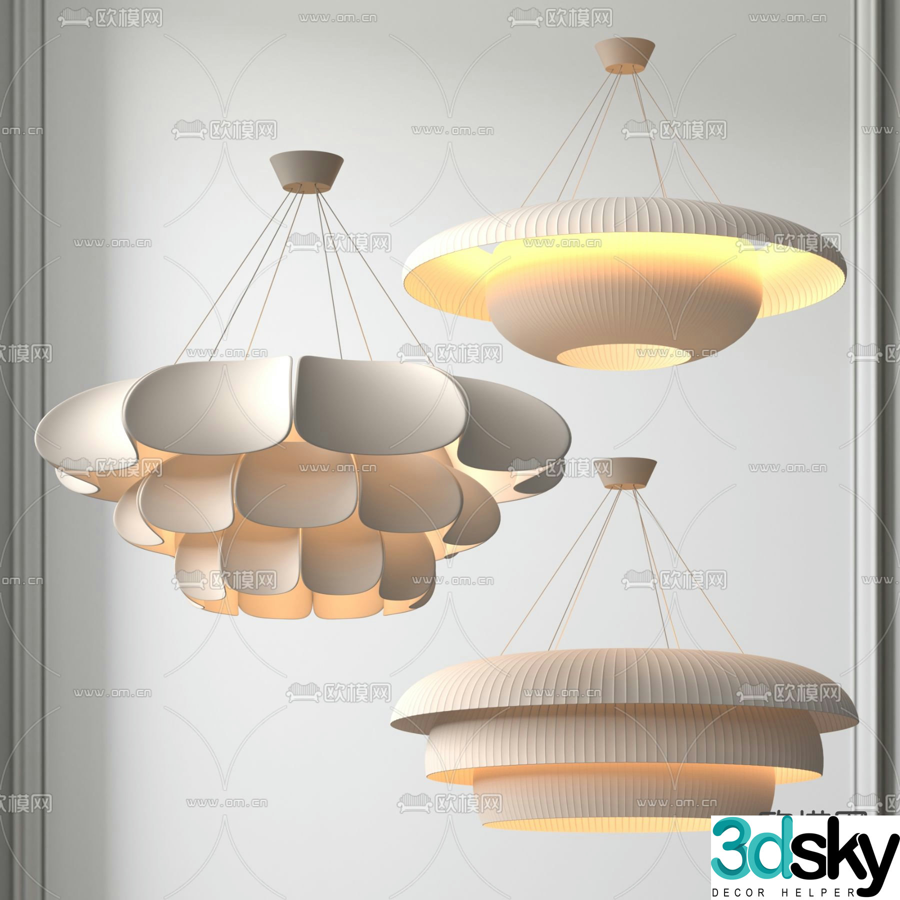 Cream style chandelier restaurant chandelier 3d model