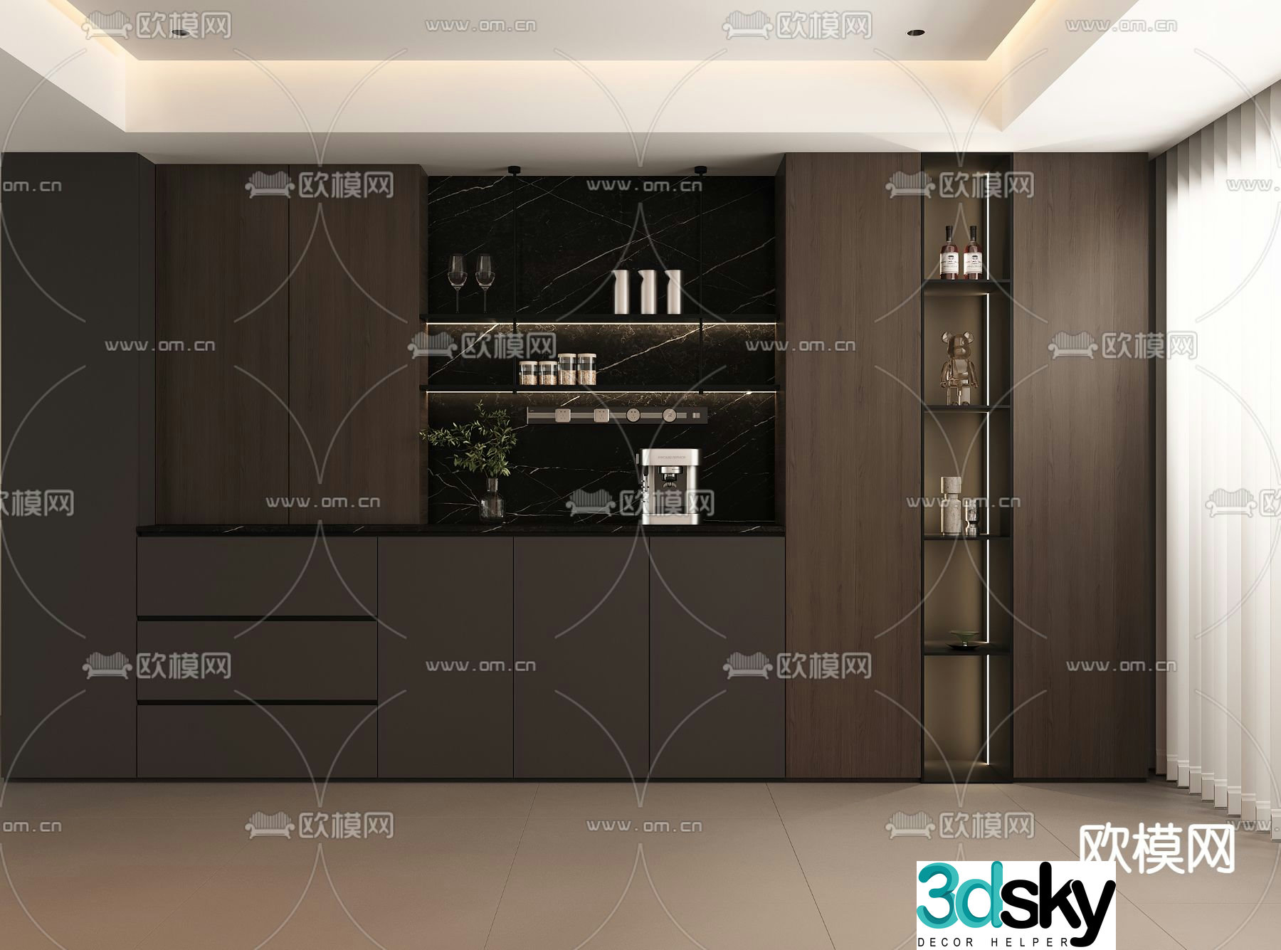 Modern wine cabinet sideboard 3d model