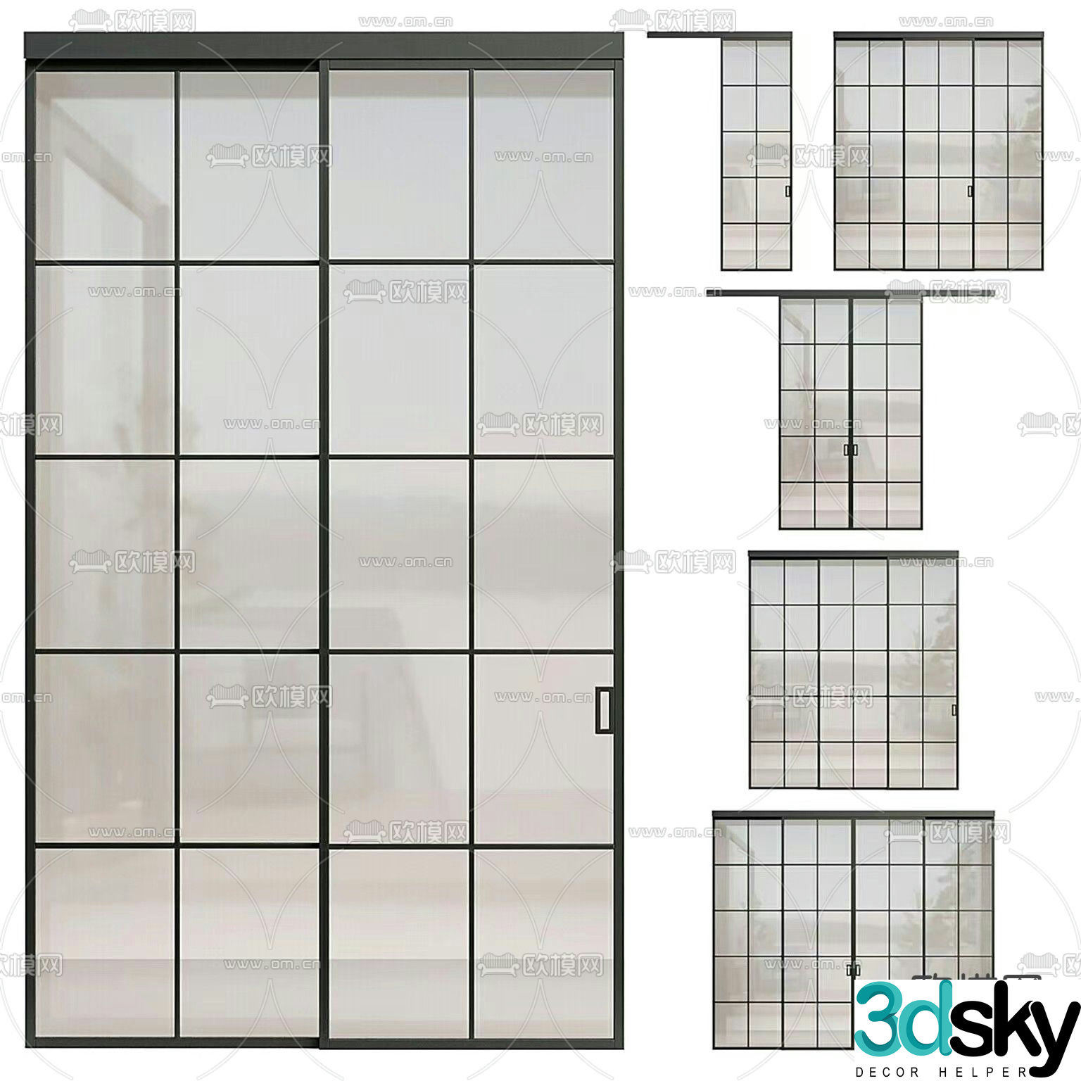 Sliding door hanging rail sliding door 3D model