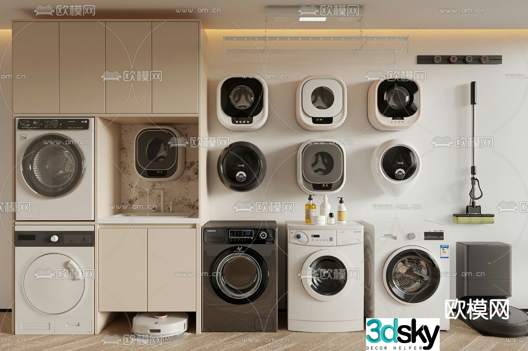 Washing machine cabinet balcony cabinet 3d model