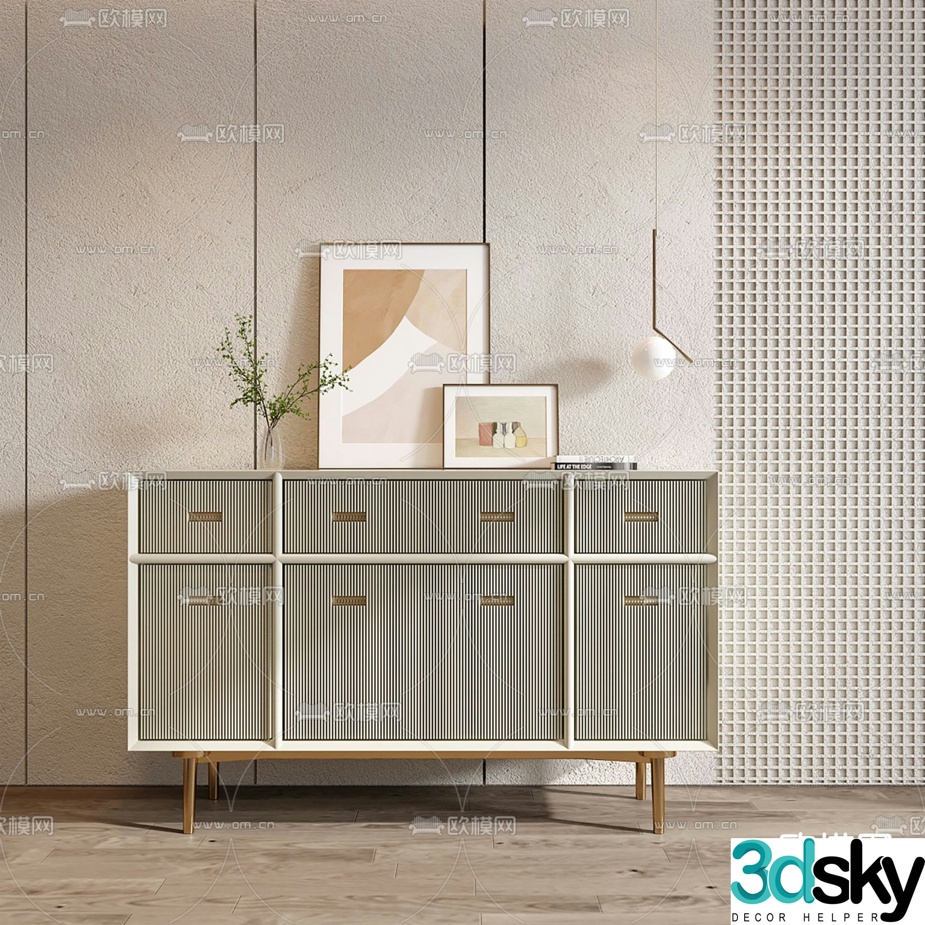 Light luxury end view cabinet entrance cabinet side cabinet 3D model