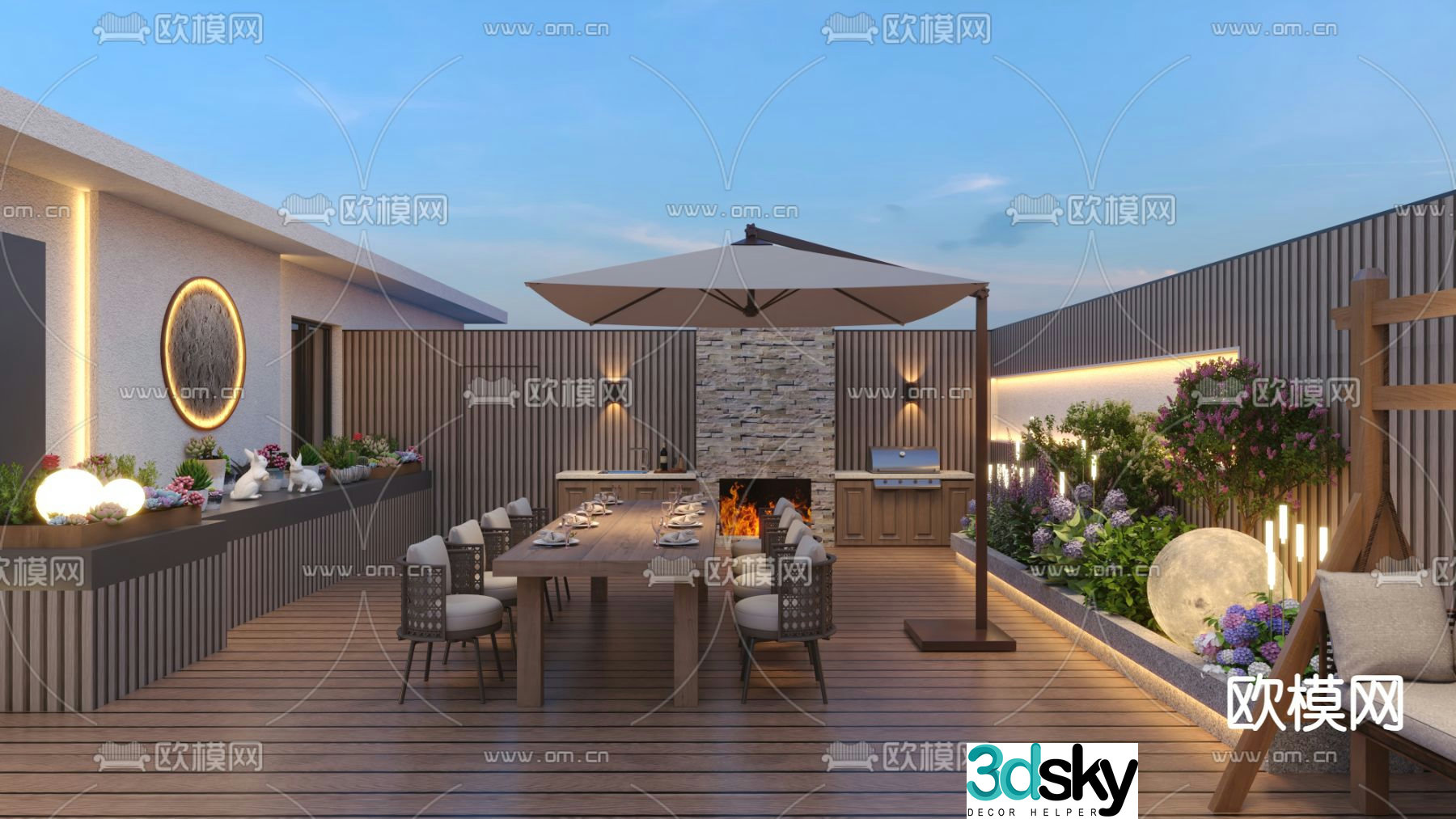 Roof Garden Courtyard Landscape 3d model