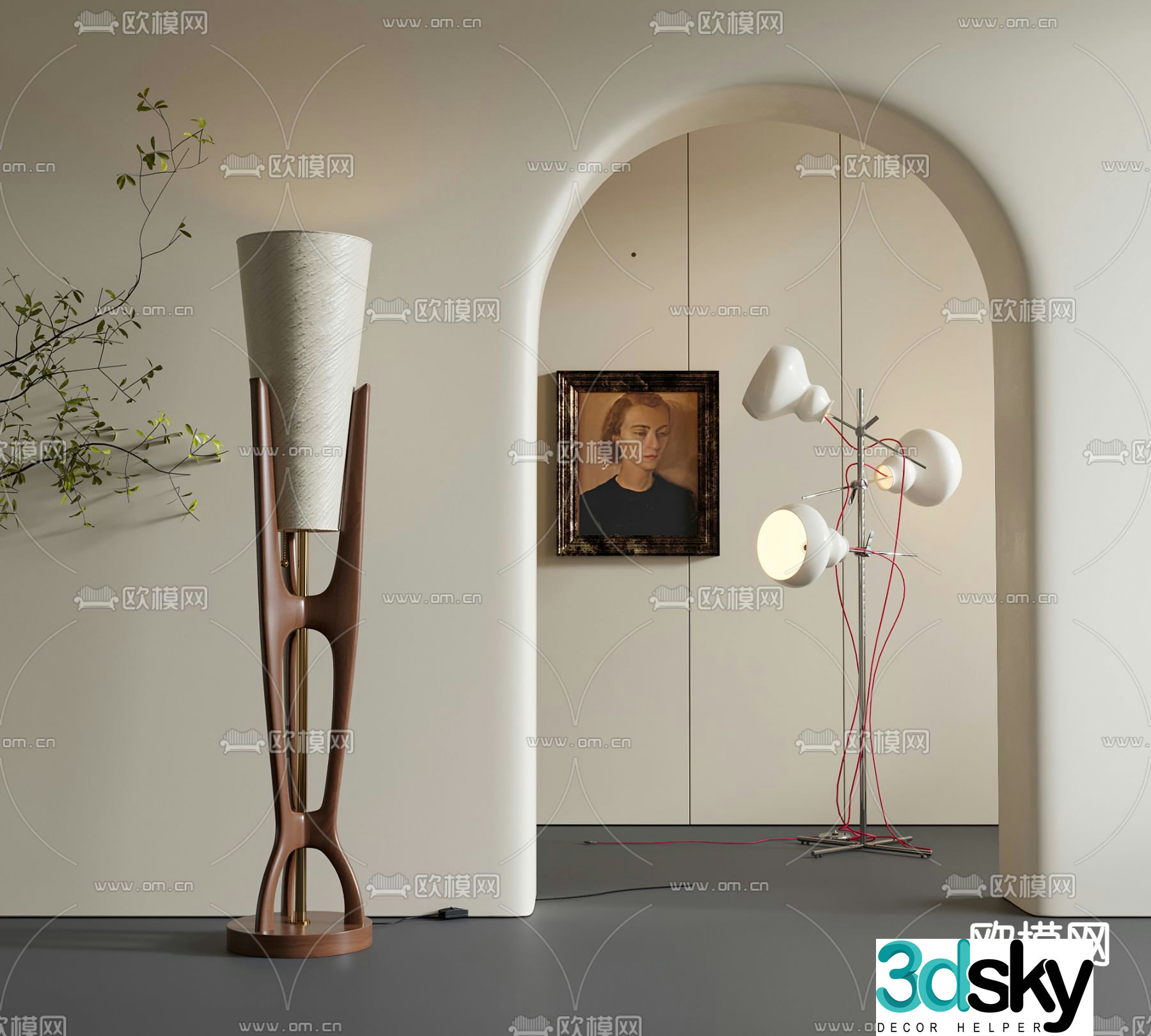 Medieval style floor lamp 3d model