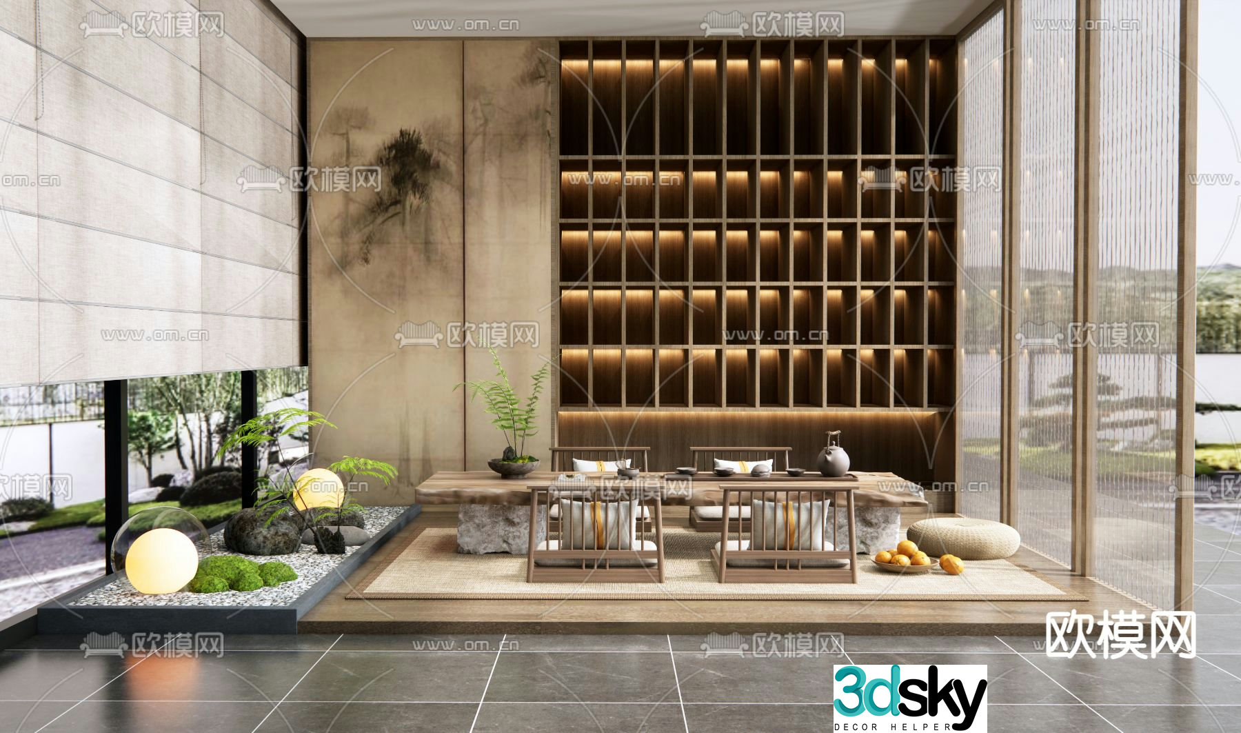 New Chinese tea room 3D model