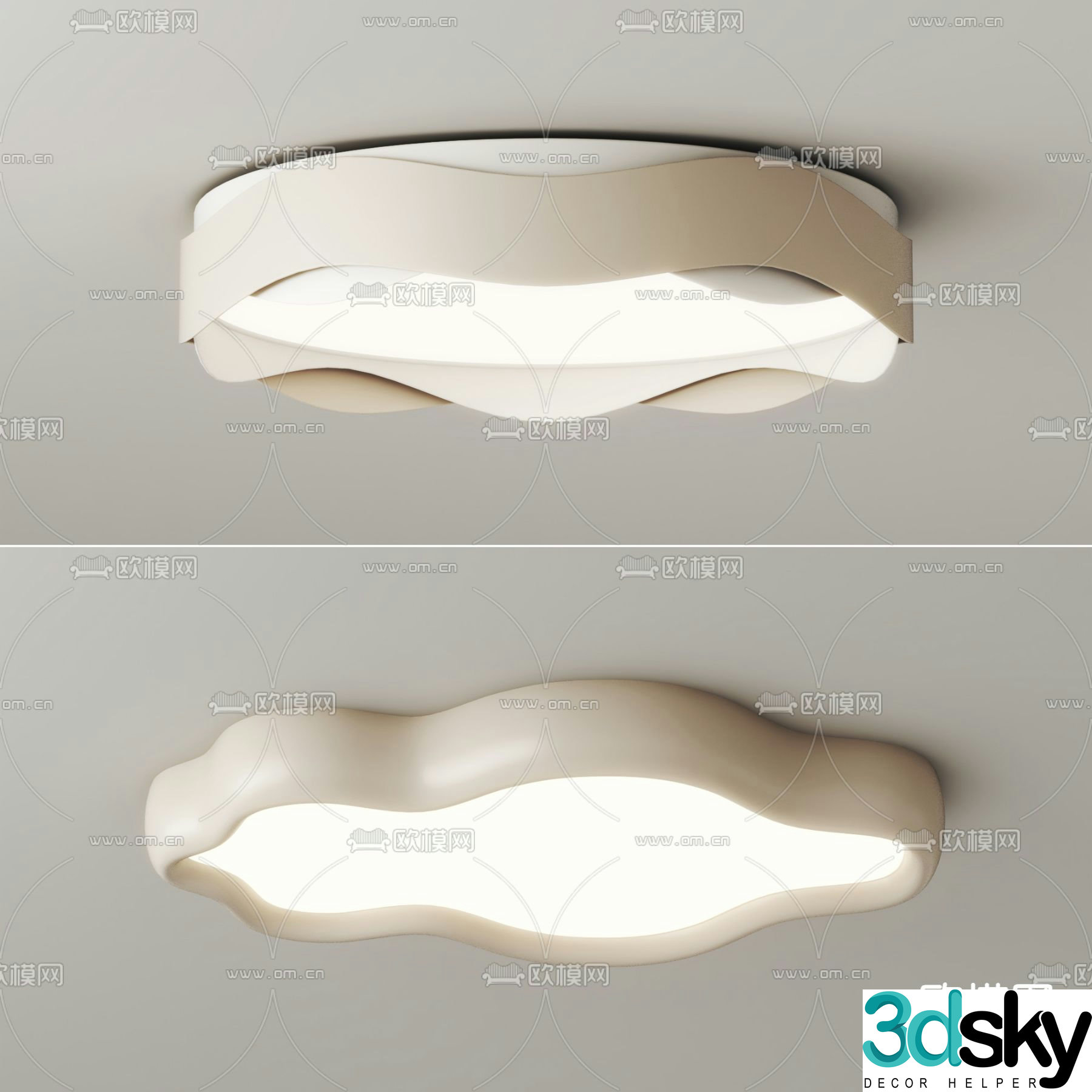 Cream style ceiling lamp bedroom lamp 3d model