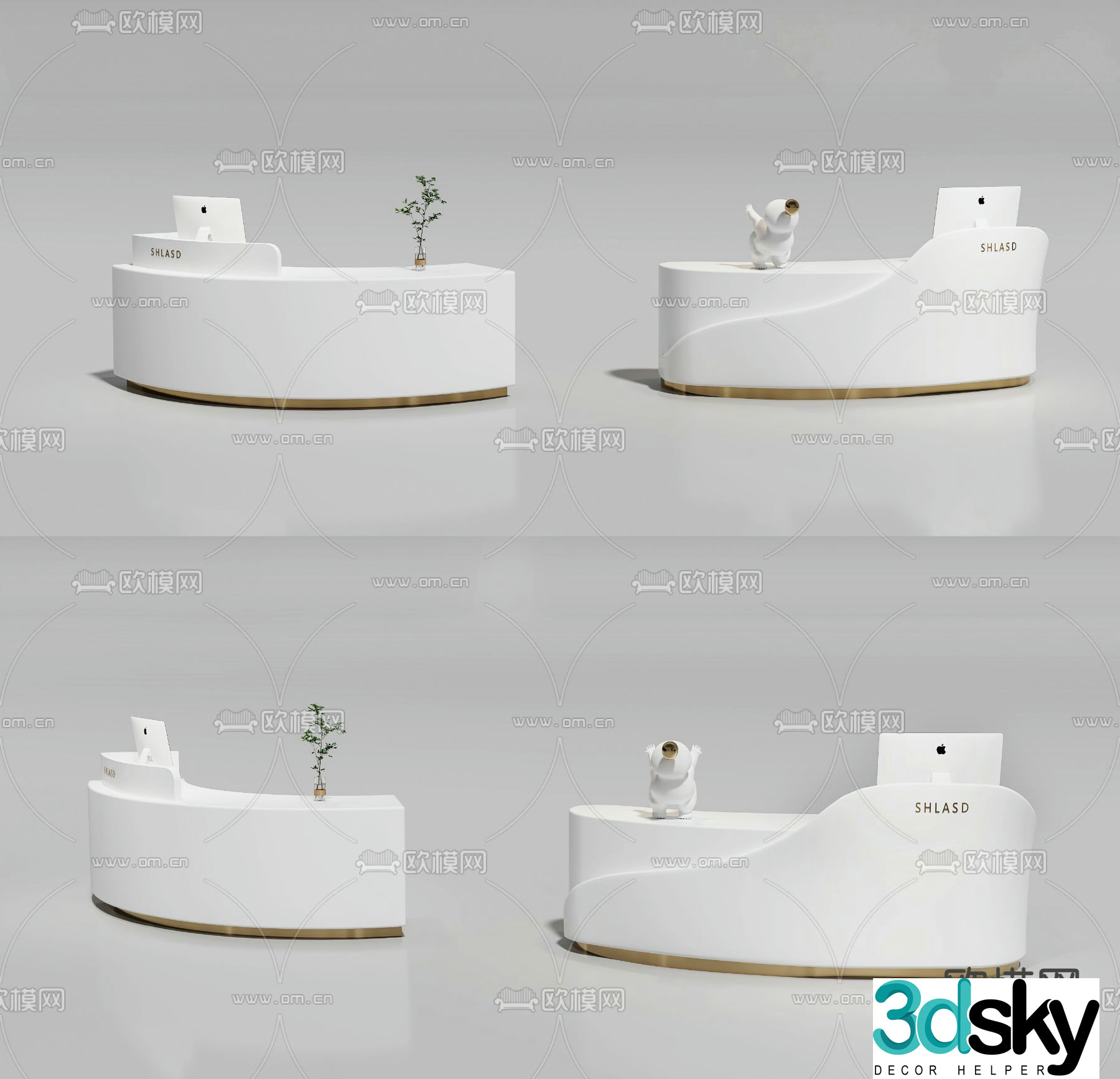 Modern front desk reception desk cashier 3d model