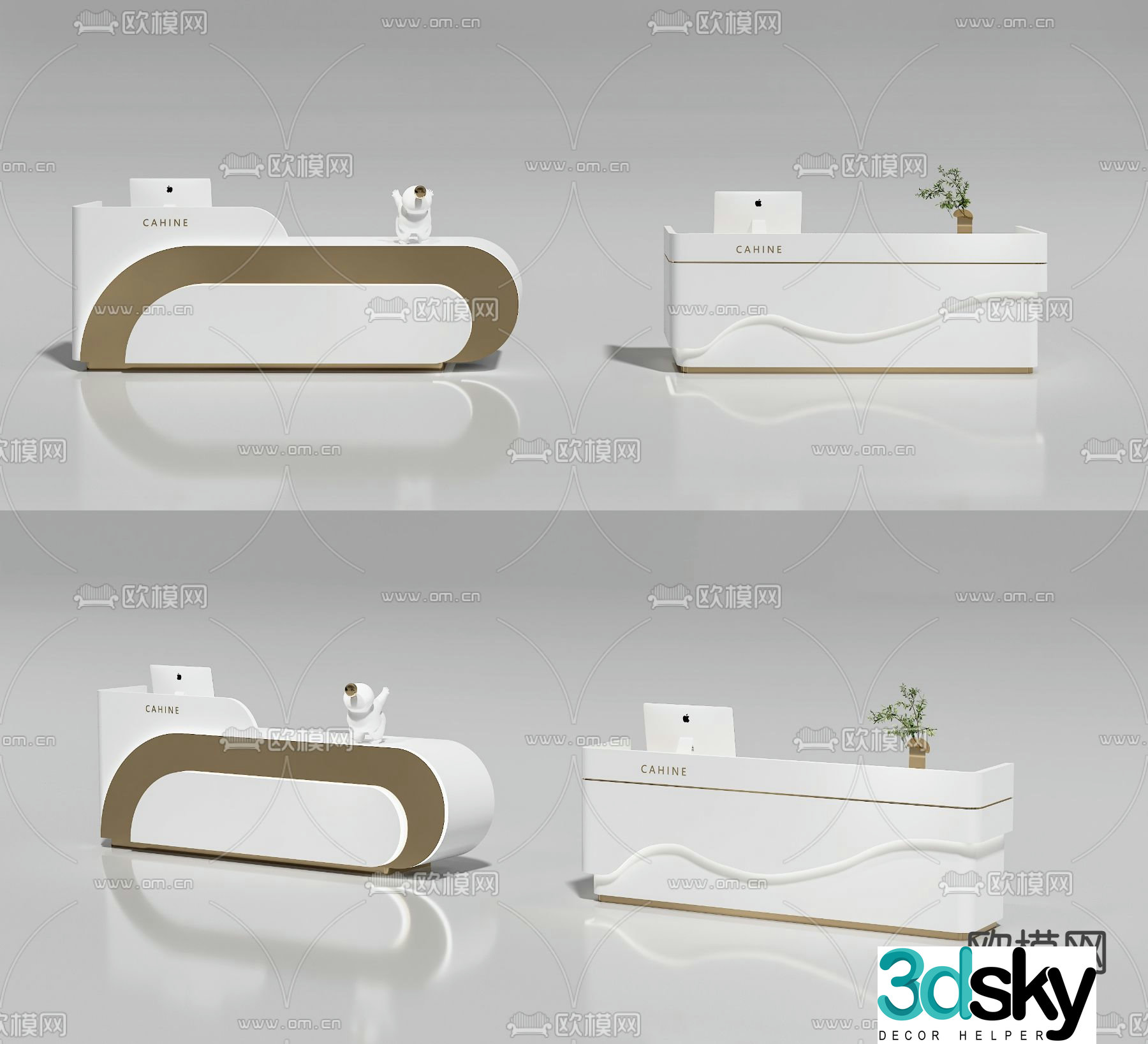 Modern front desk reception desk service desk information desk 3d model
