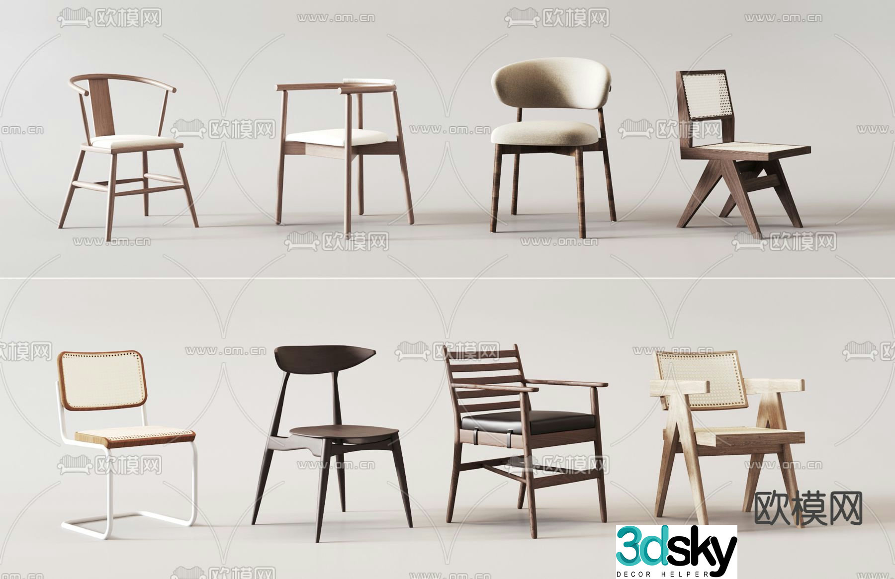 Wabi-sabi chair dining chair single chair 3d model