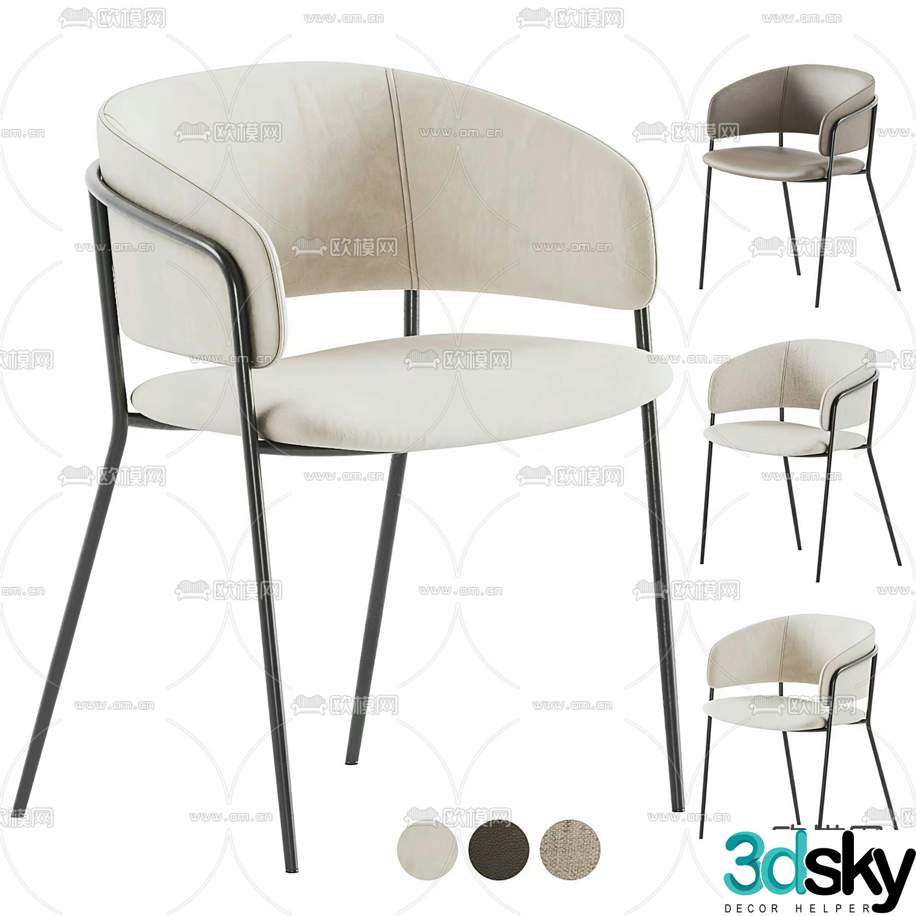 Runnie chair dining chair 3d model