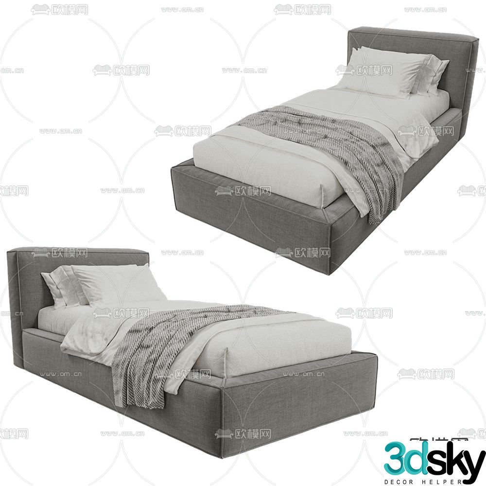 Beds one single bed 3d model
