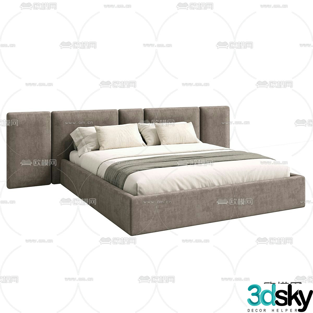 Modern double bed 3d model