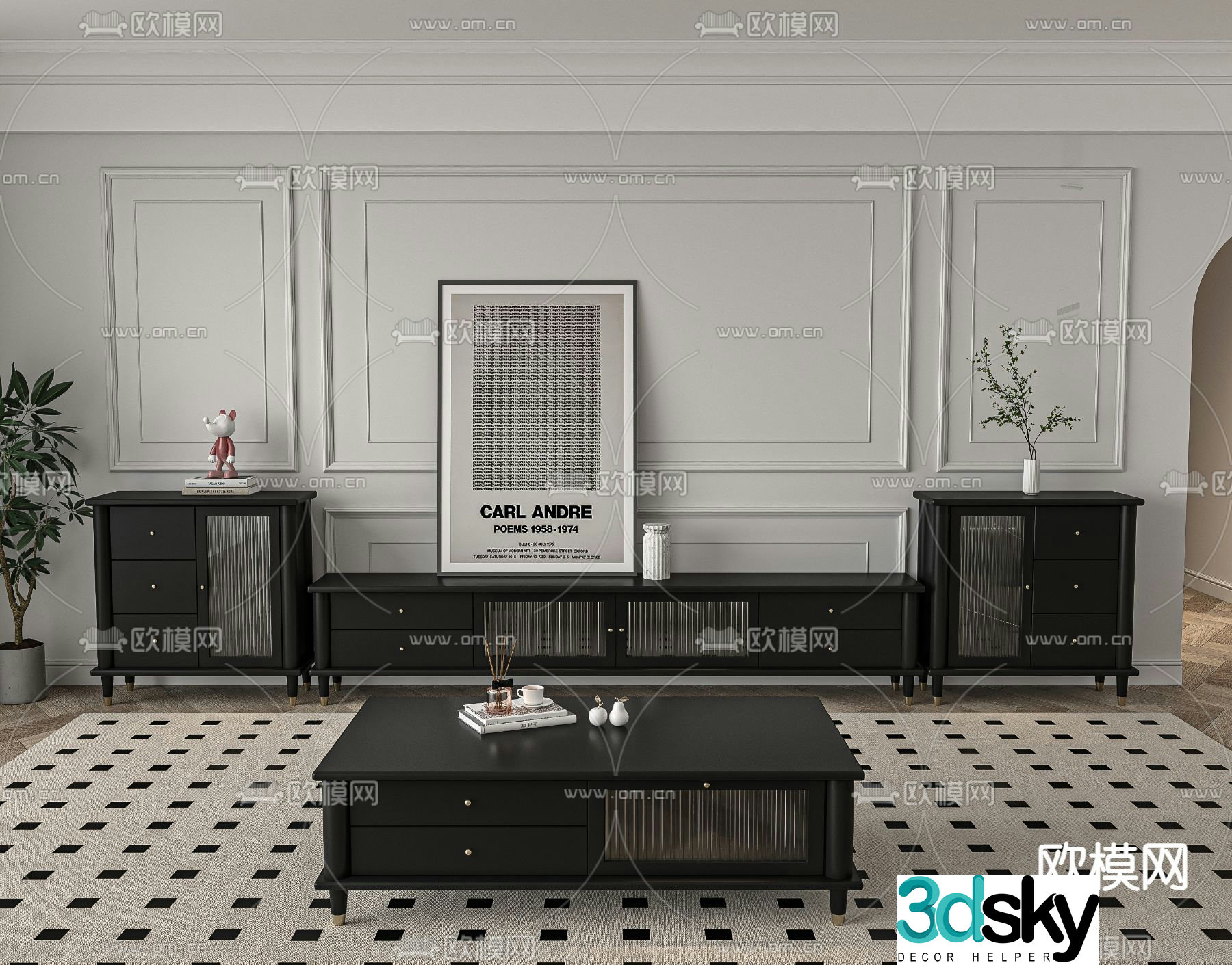 French TV cabinet 3d model