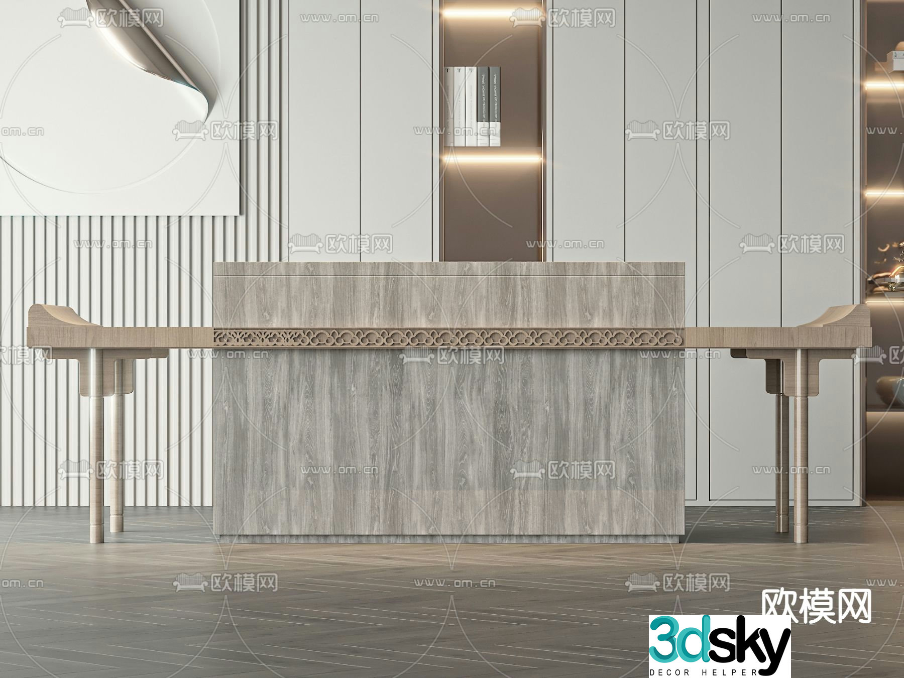 Front desk service desk reception desk 3d model