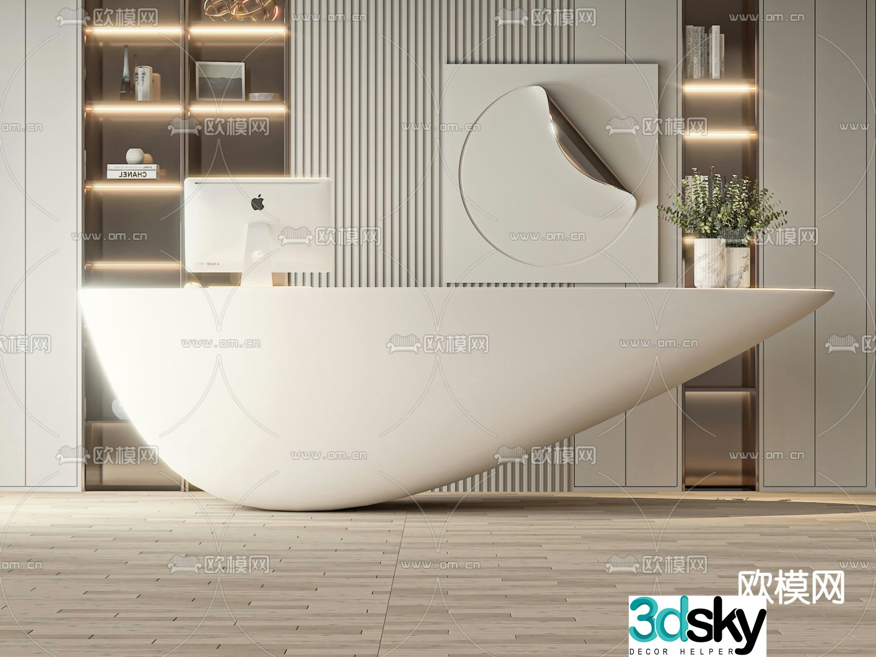 Front desk service desk reception desk 3d model