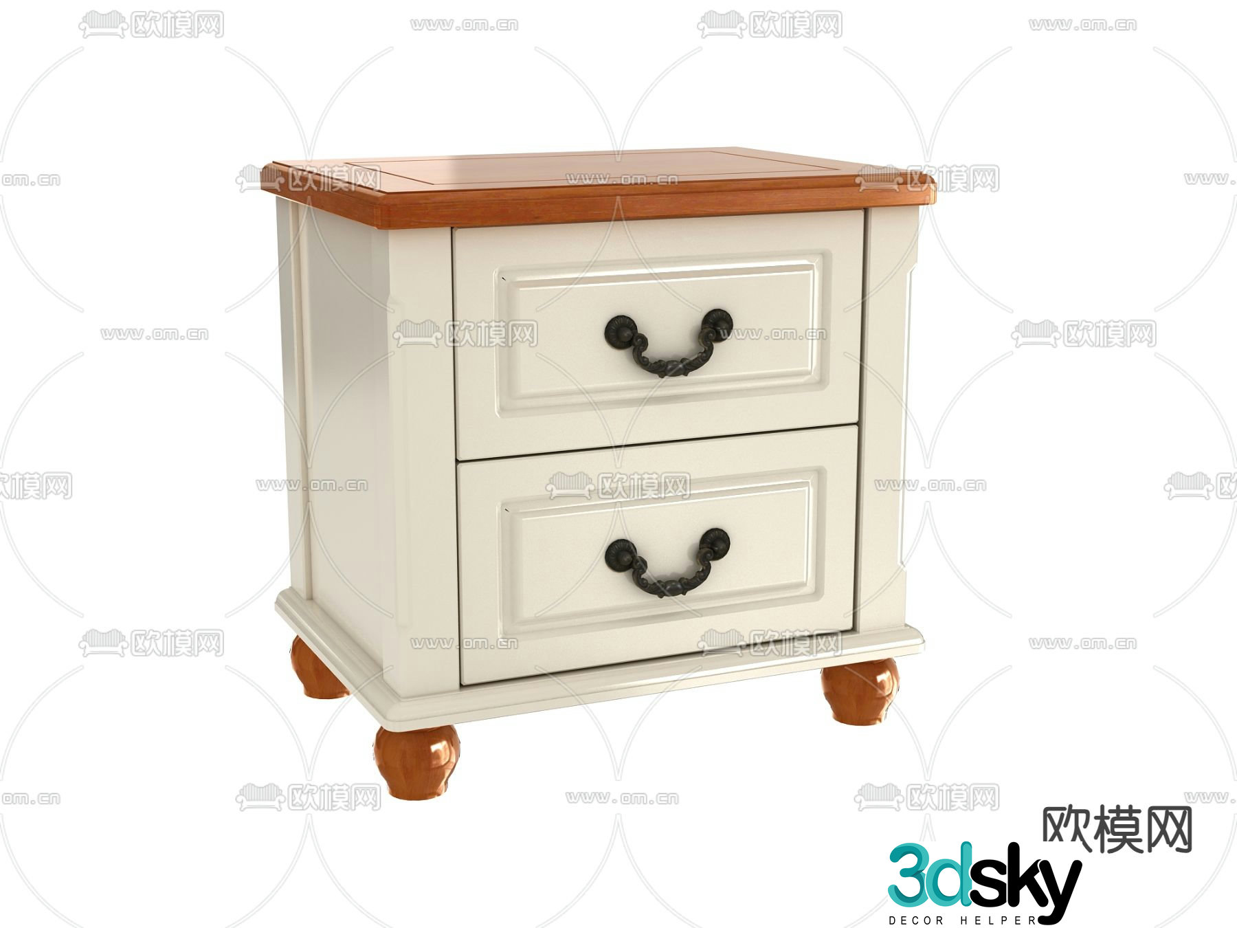 French bedside table 3d model